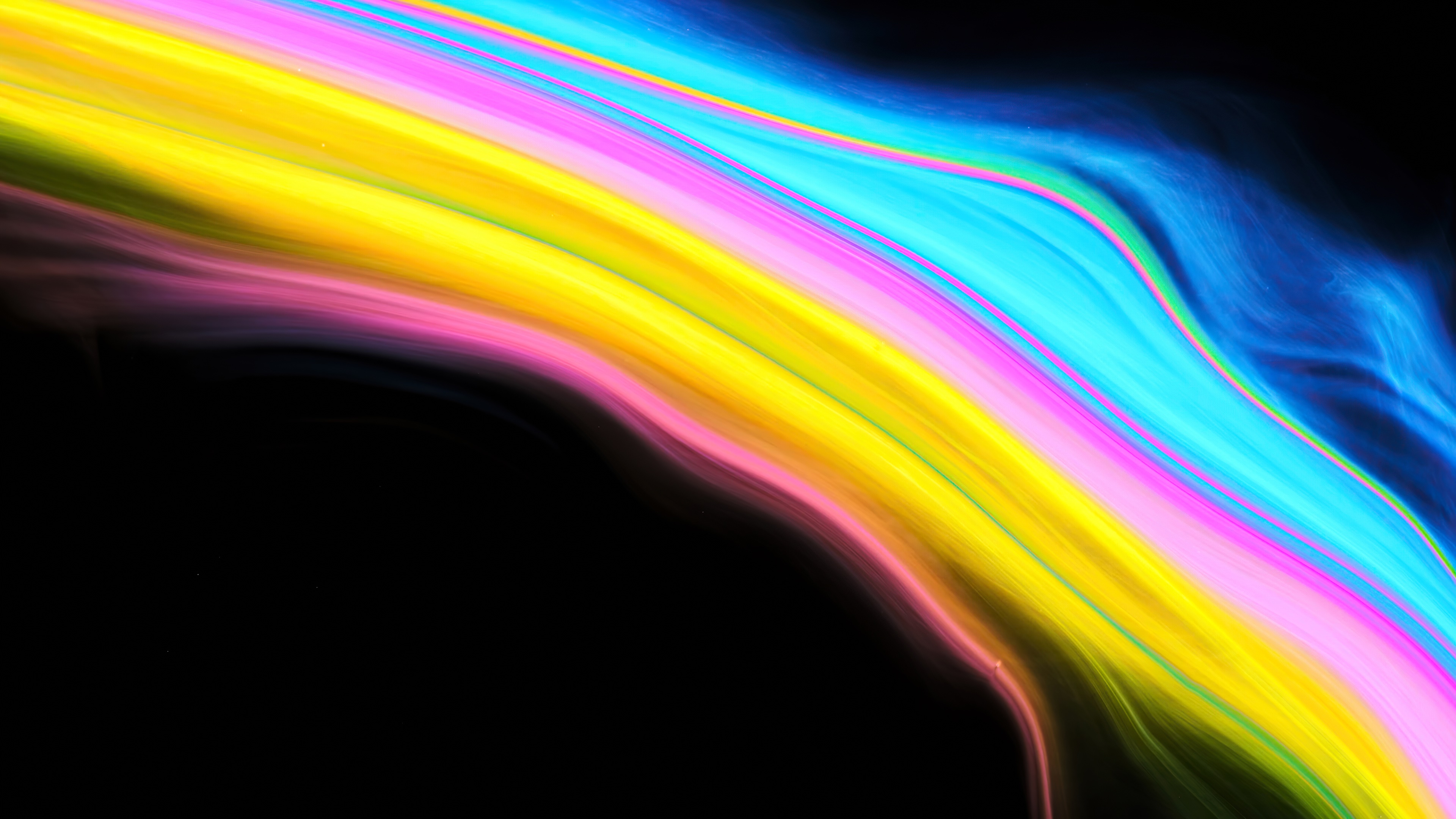 Abstract colorful light streaks on black background 4K HD Wallpaper