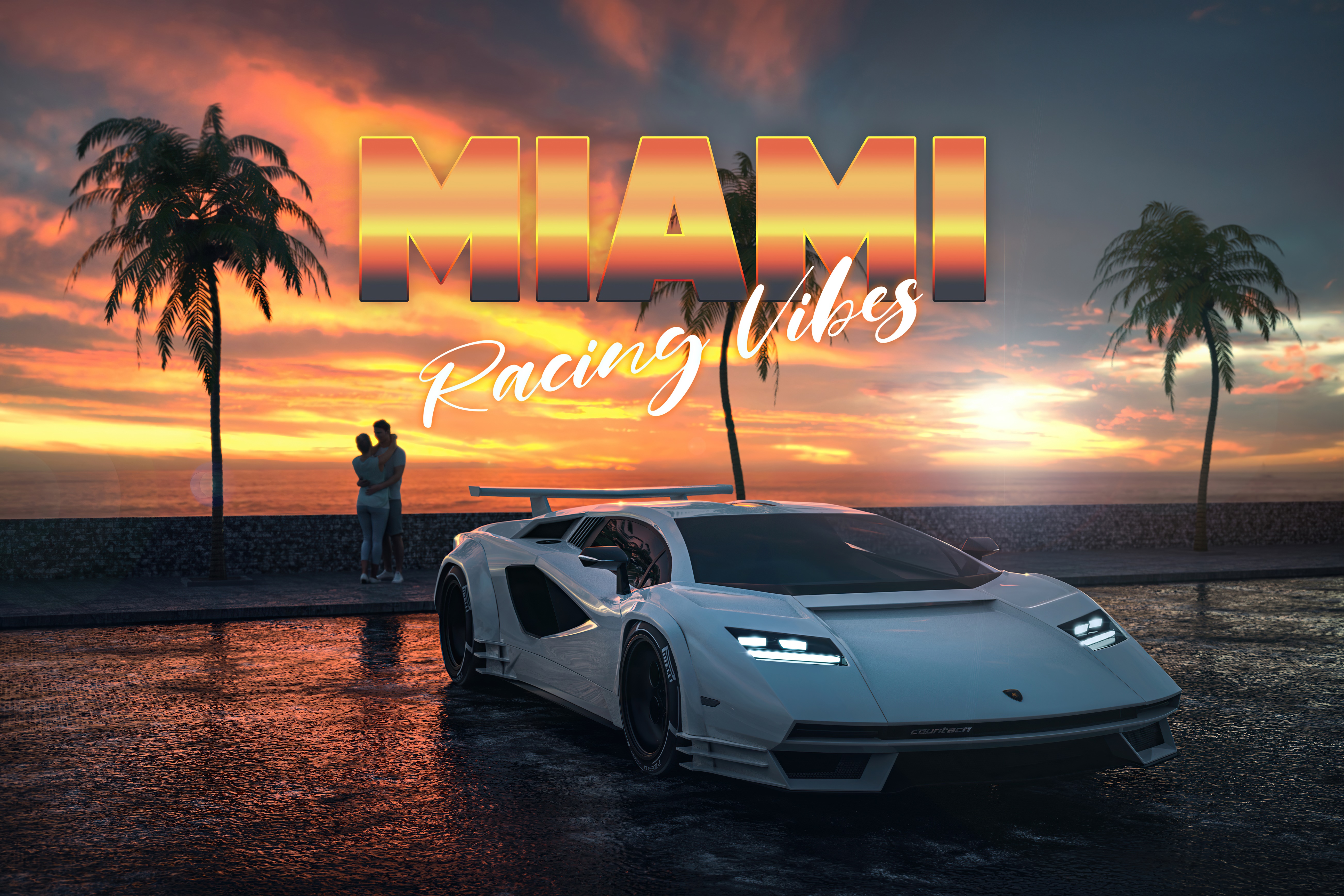 Miami Racing Vibes with Lamborghini HD Wallpaper