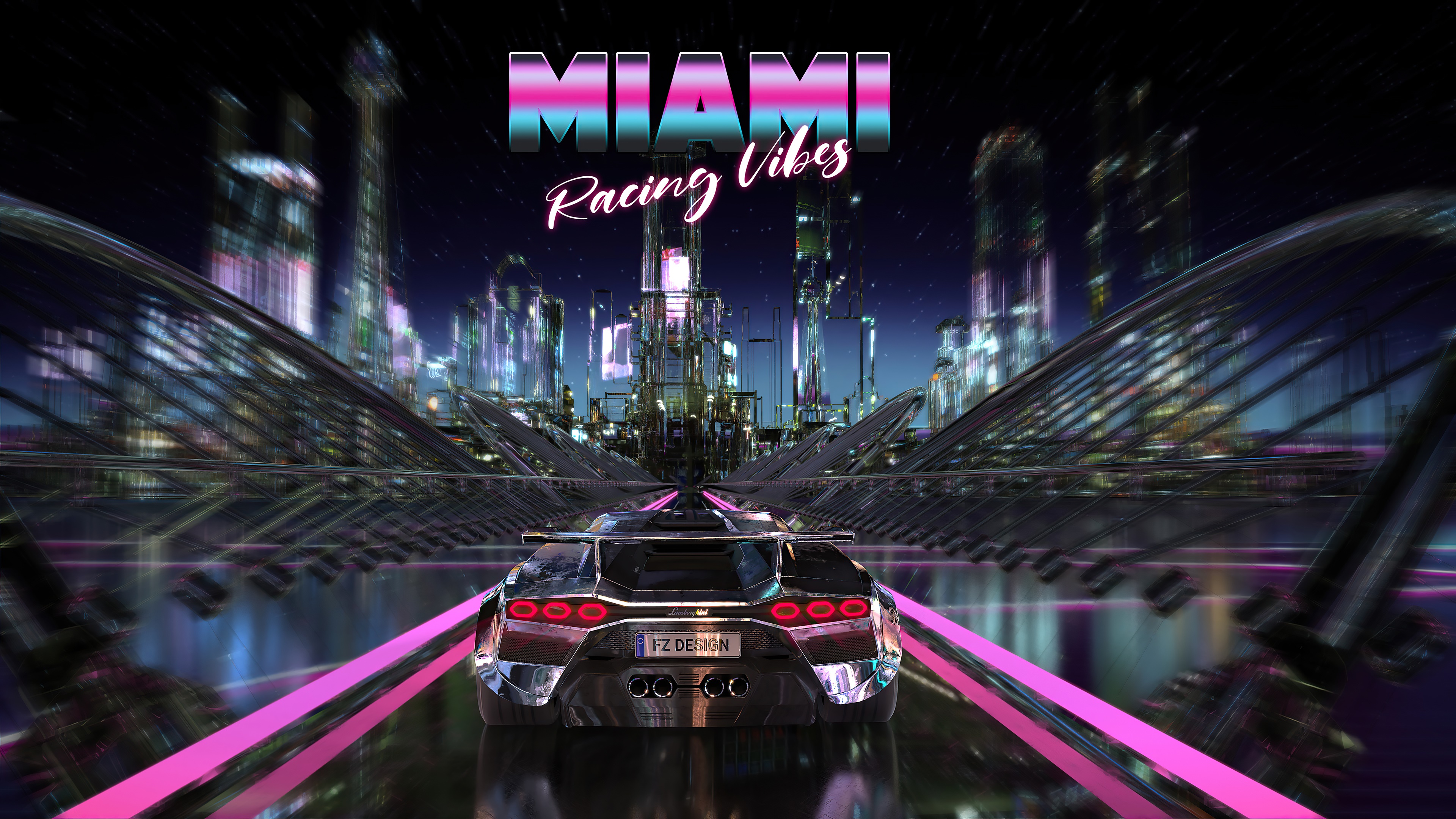 Miami Racing Vibes 4K HD Wallpaper