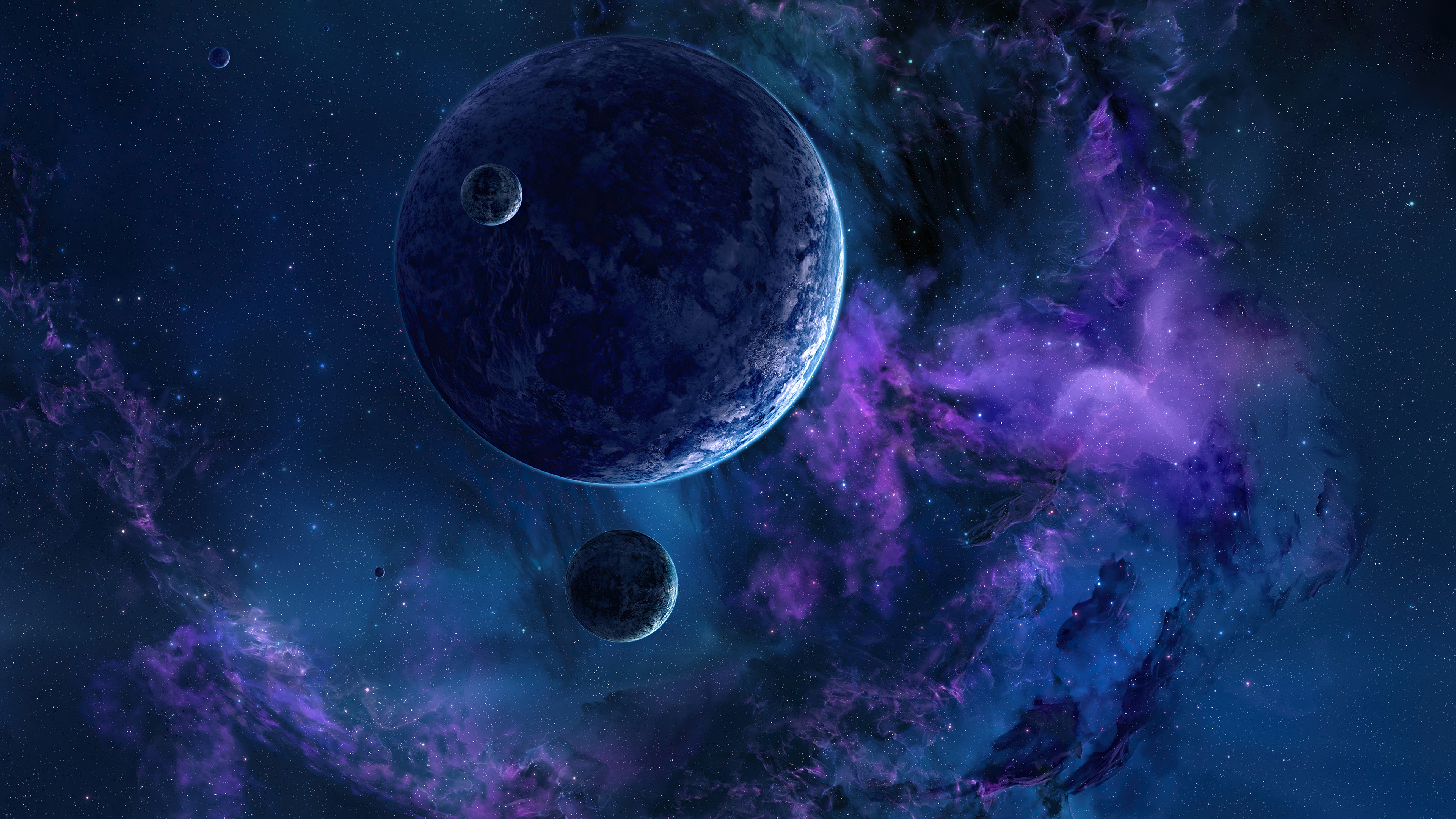Digital universe artwork with planets and nebula HD Wallpaper