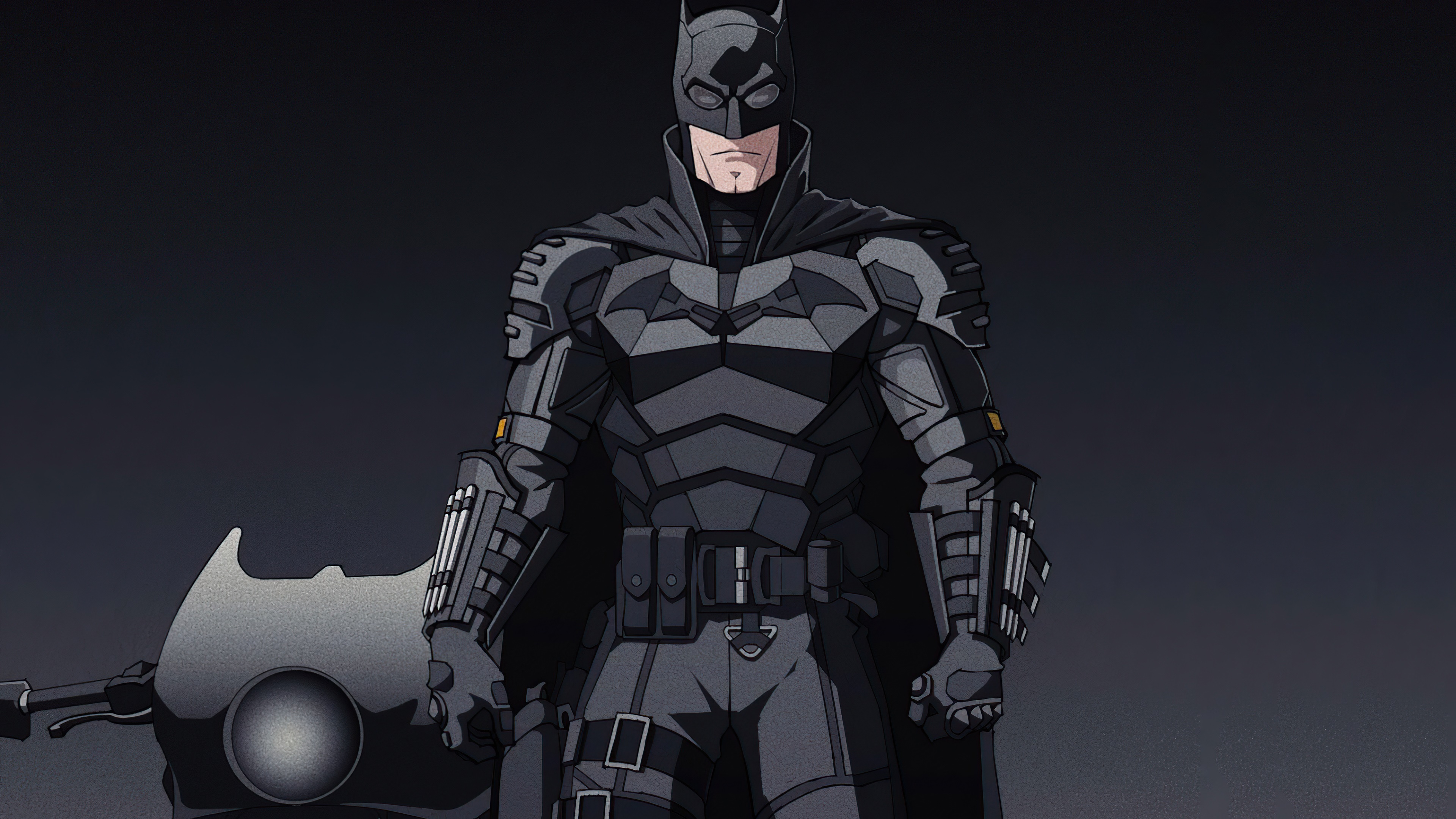 Batman from DC Comics standing next to a motorcycle HD Wallpaper