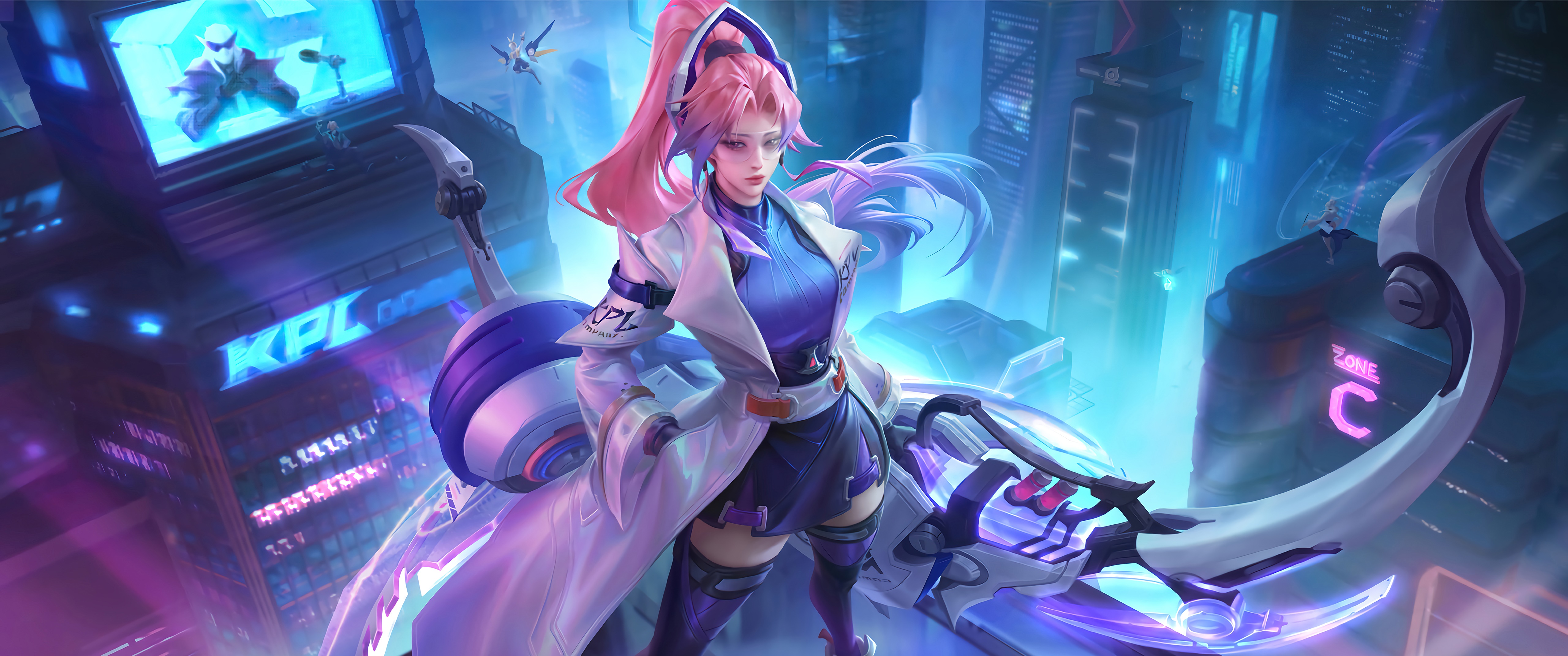 Honor of Kings KPL character with futuristic city background HD Wallpaper