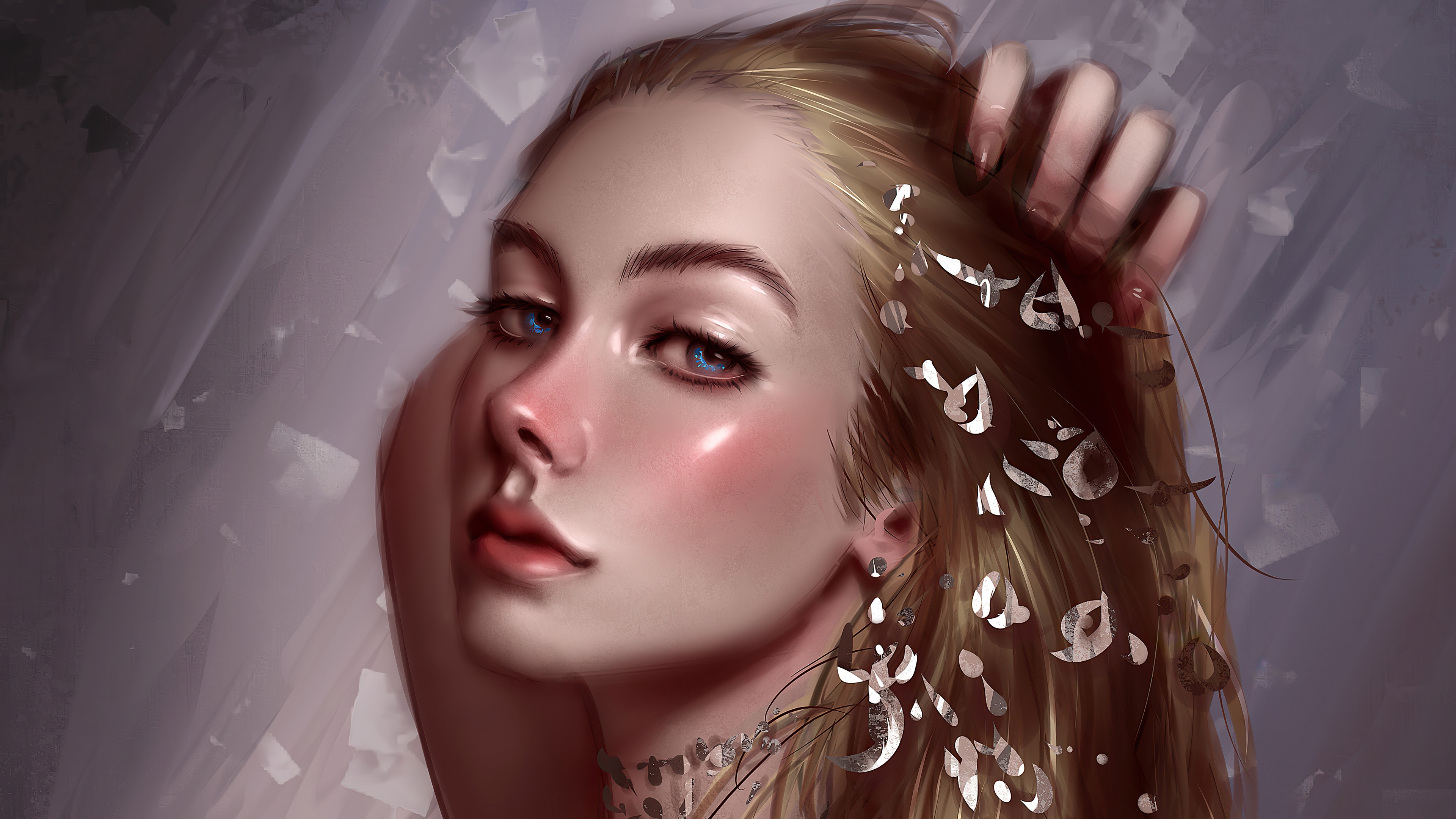 Fantasy girl with blonde hair and blue eyes HD Wallpaper