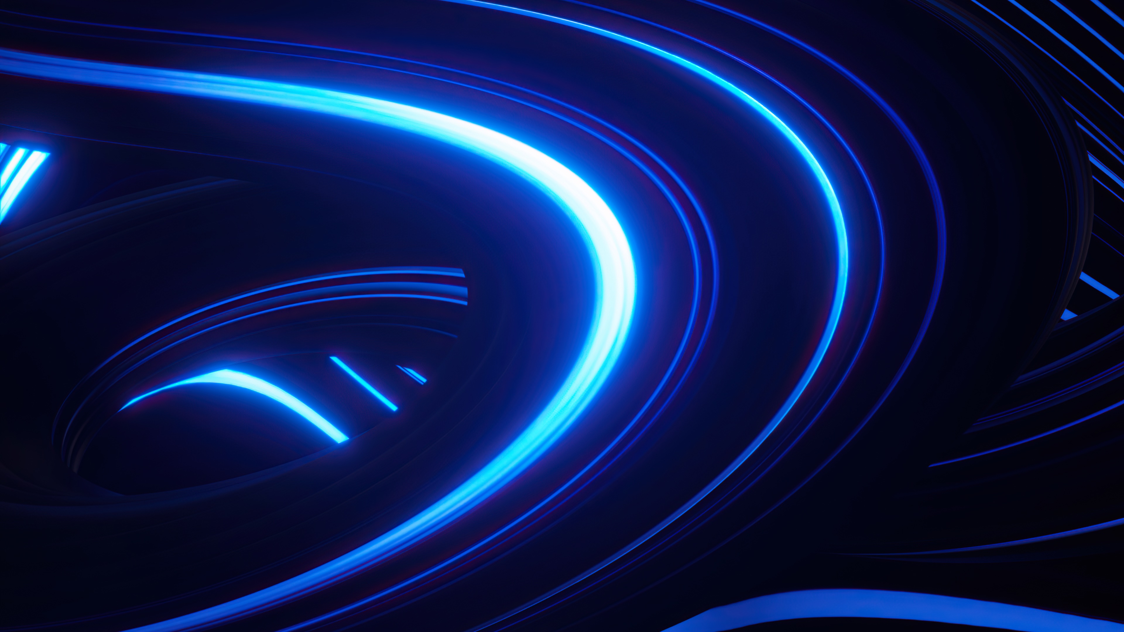 Abstract blue glowing lines on dark background HD Wallpaper