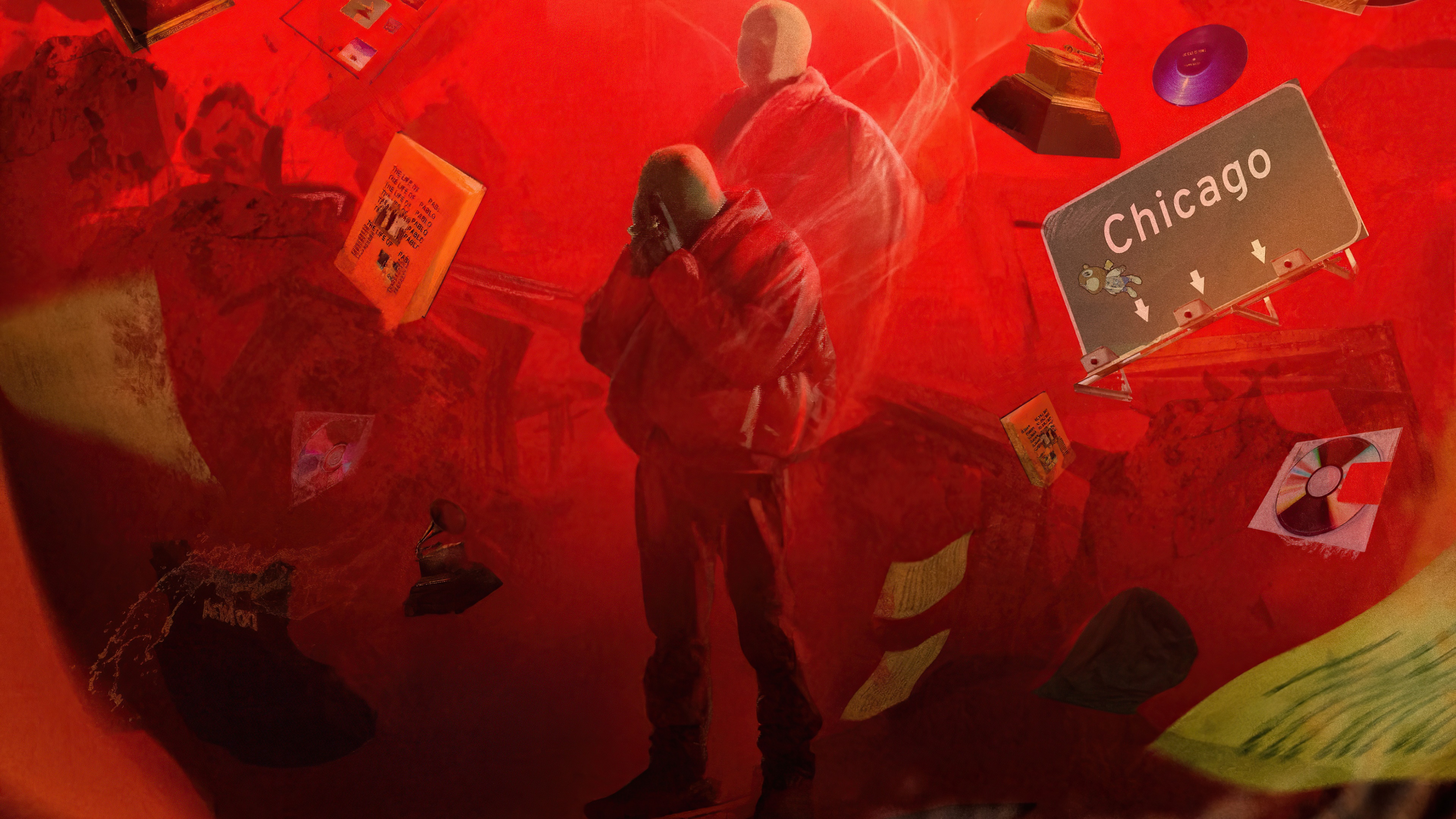 Kanye West in Chicago artwork HD Wallpaper