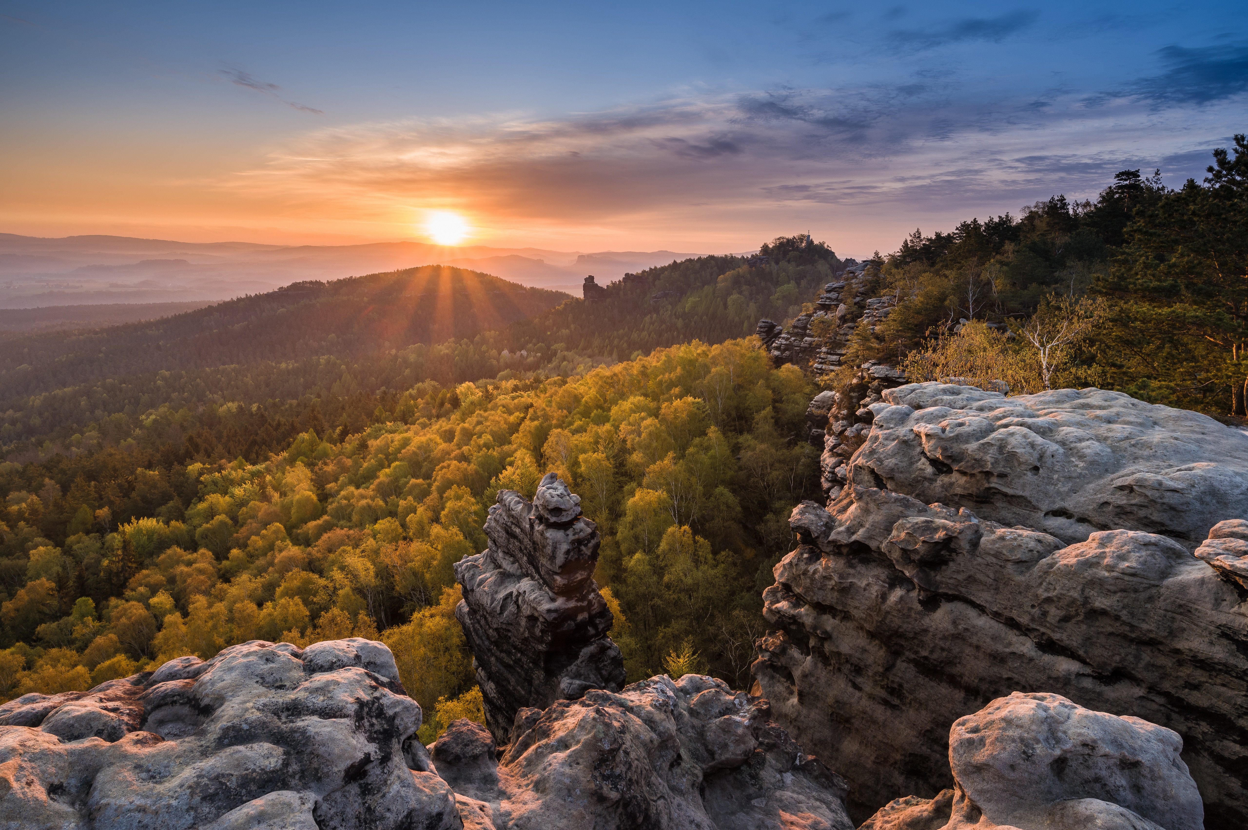 Sunrise over Gohrisch Mountains, Germany HD Wallpaper