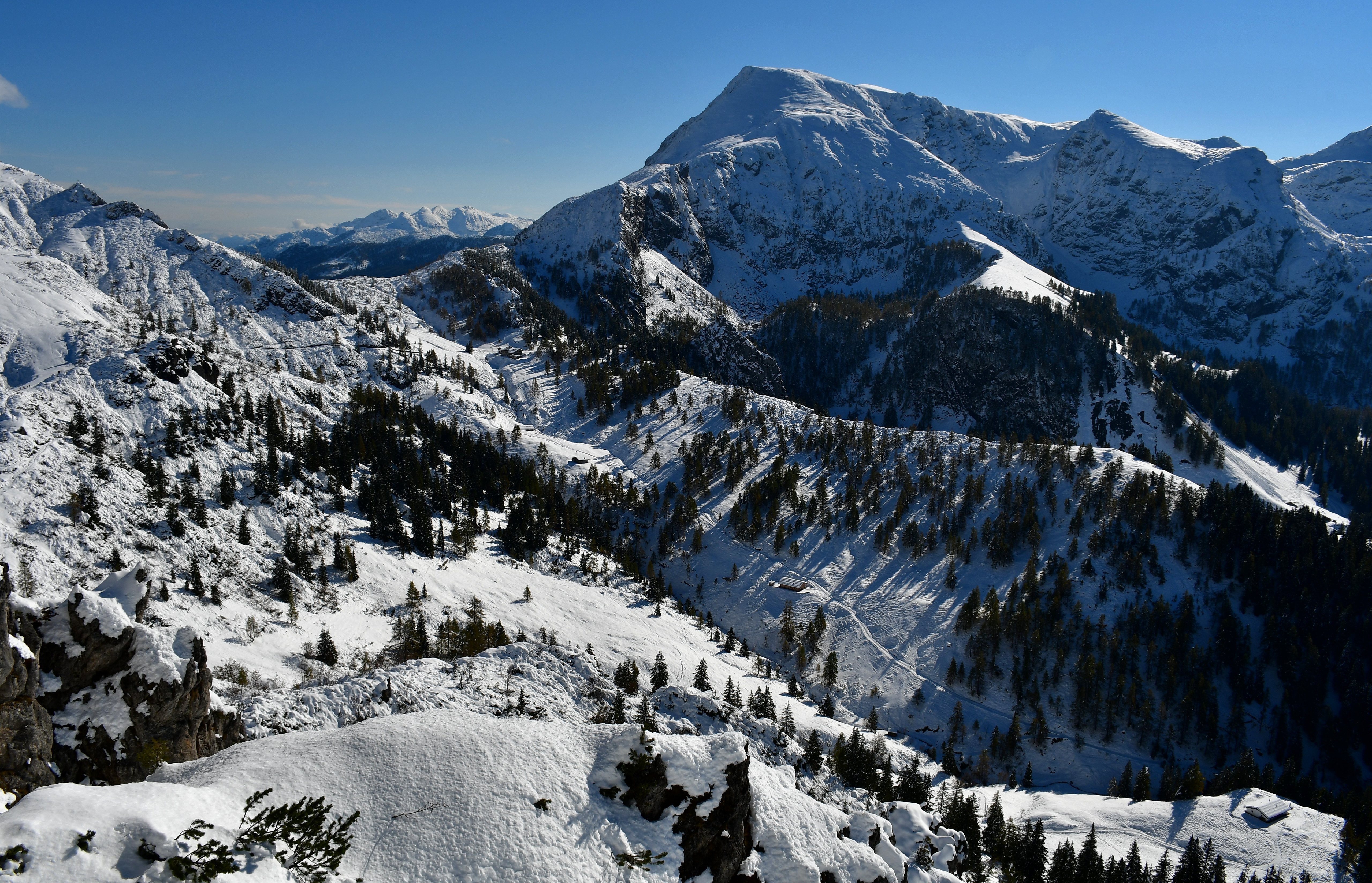 Snowy Mountains in the Alps, Bavaria, Germany HD Wallpaper