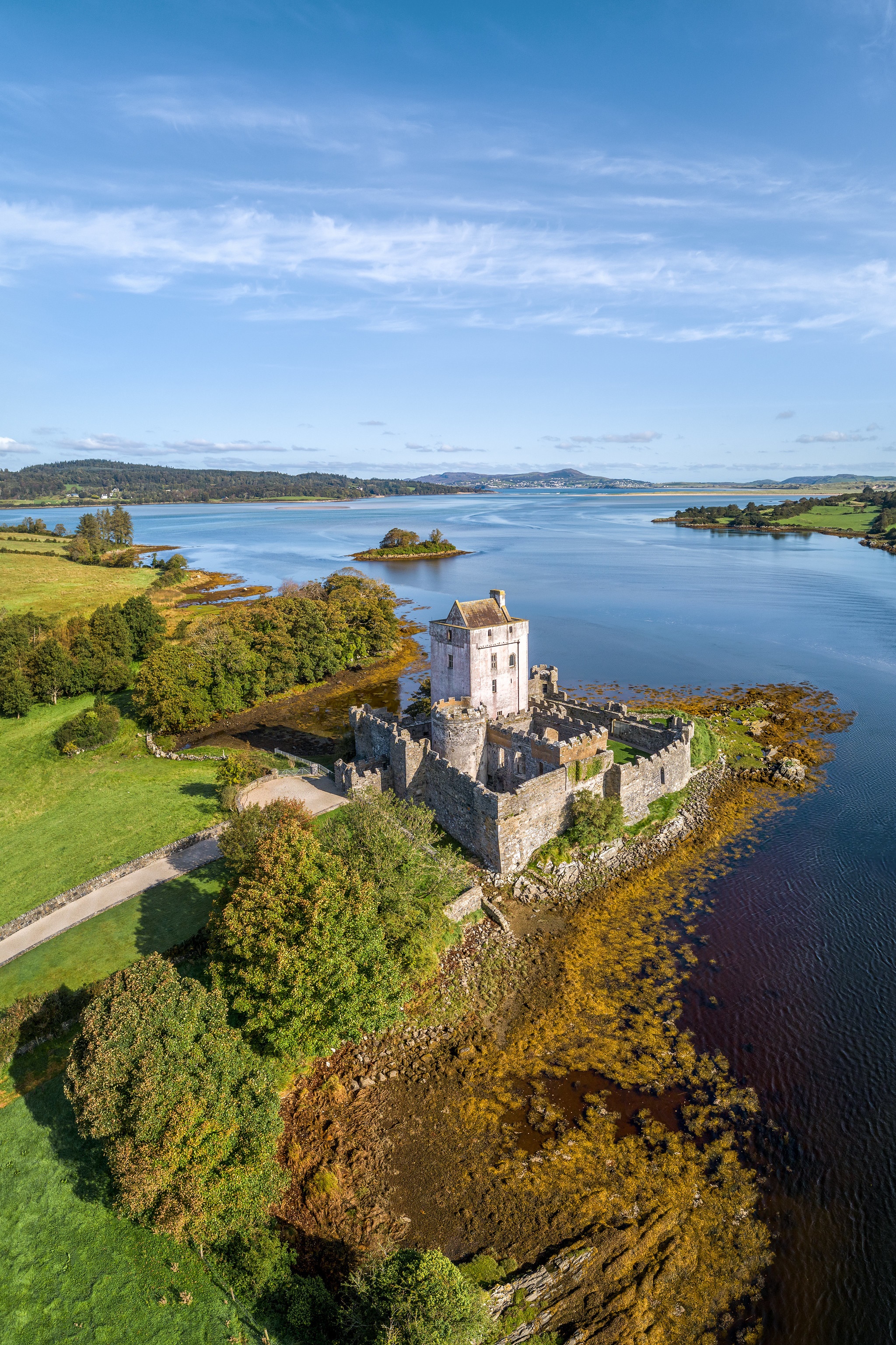 Doe Castle aerial view in Ireland HD Phone Wallpaper