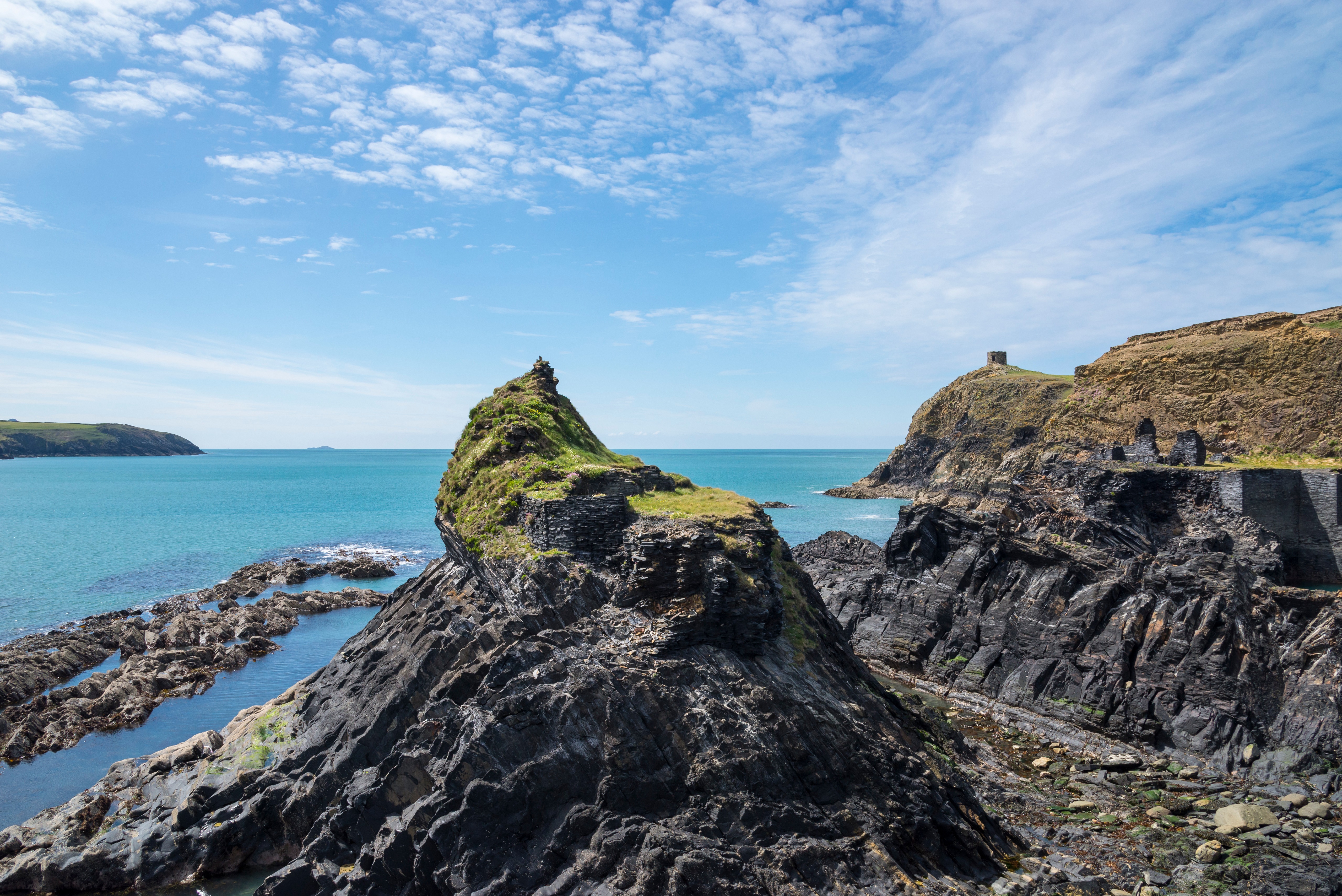 Abereiddy Coast Sea Crag England HD Wallpaper