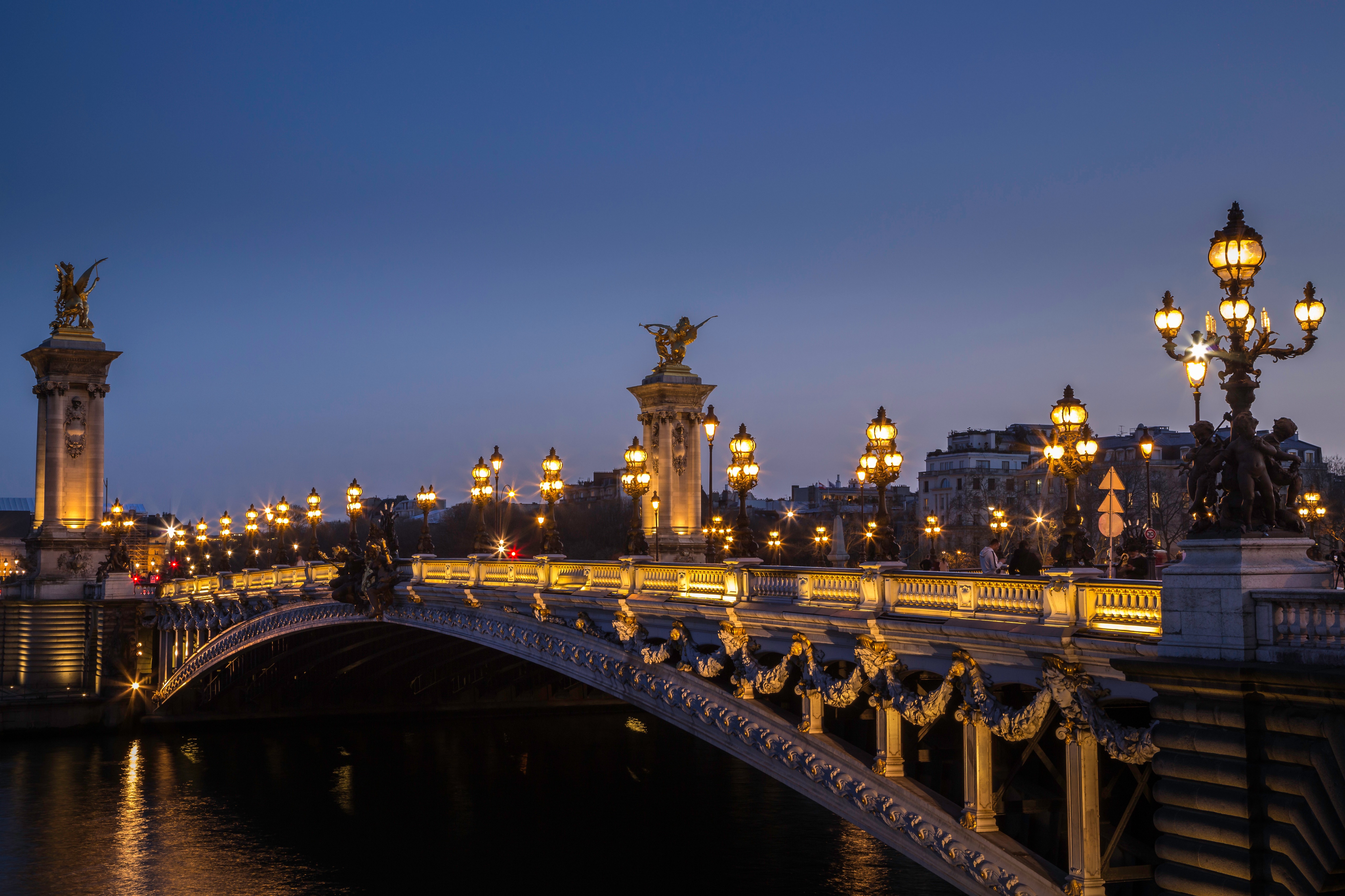 Pont Alexandre III bridge at night, Paris HD Wallpaper