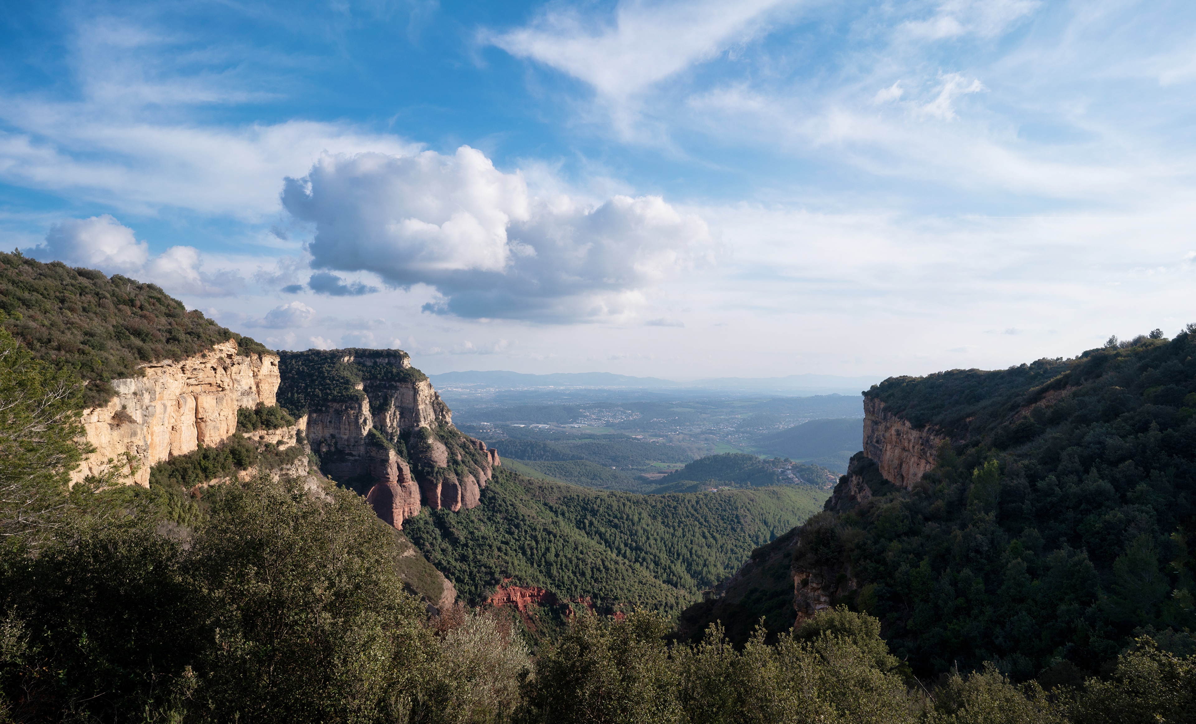 Mountains and valley in Catalonia, Spain HD Wallpaper
