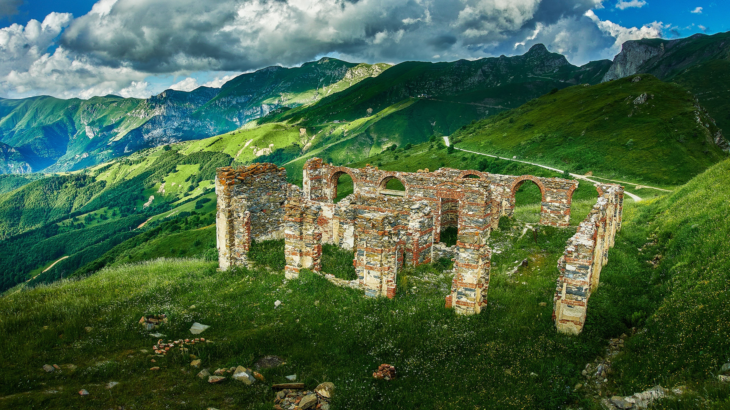 Ruins of Fort Central in the Italian Alps HD Wallpaper
