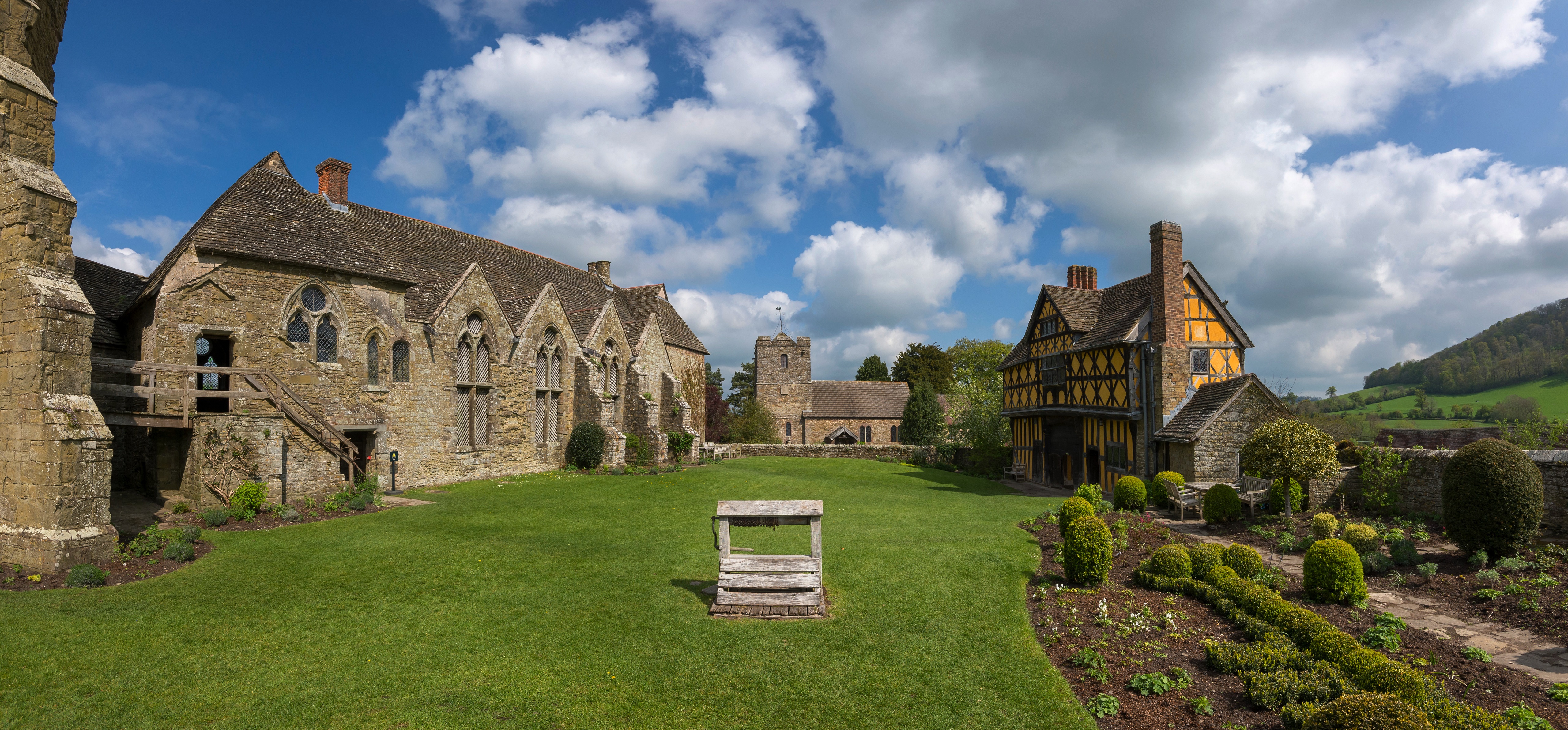 Stokesay Castle, England Panorama HD Wallpaper