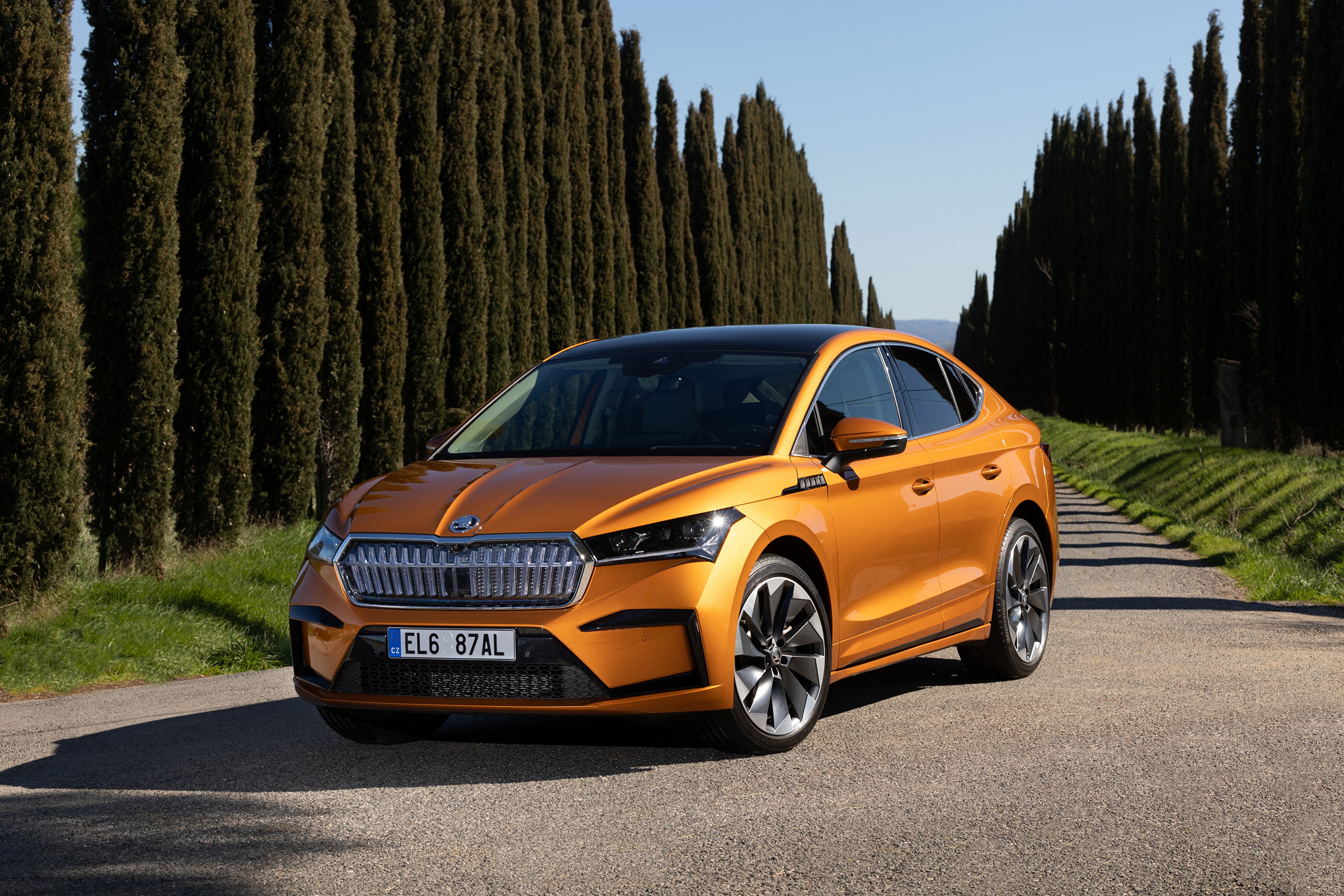 Skoda Enyaq Coupe iV 80x Metallic Orange HD Wallpaper