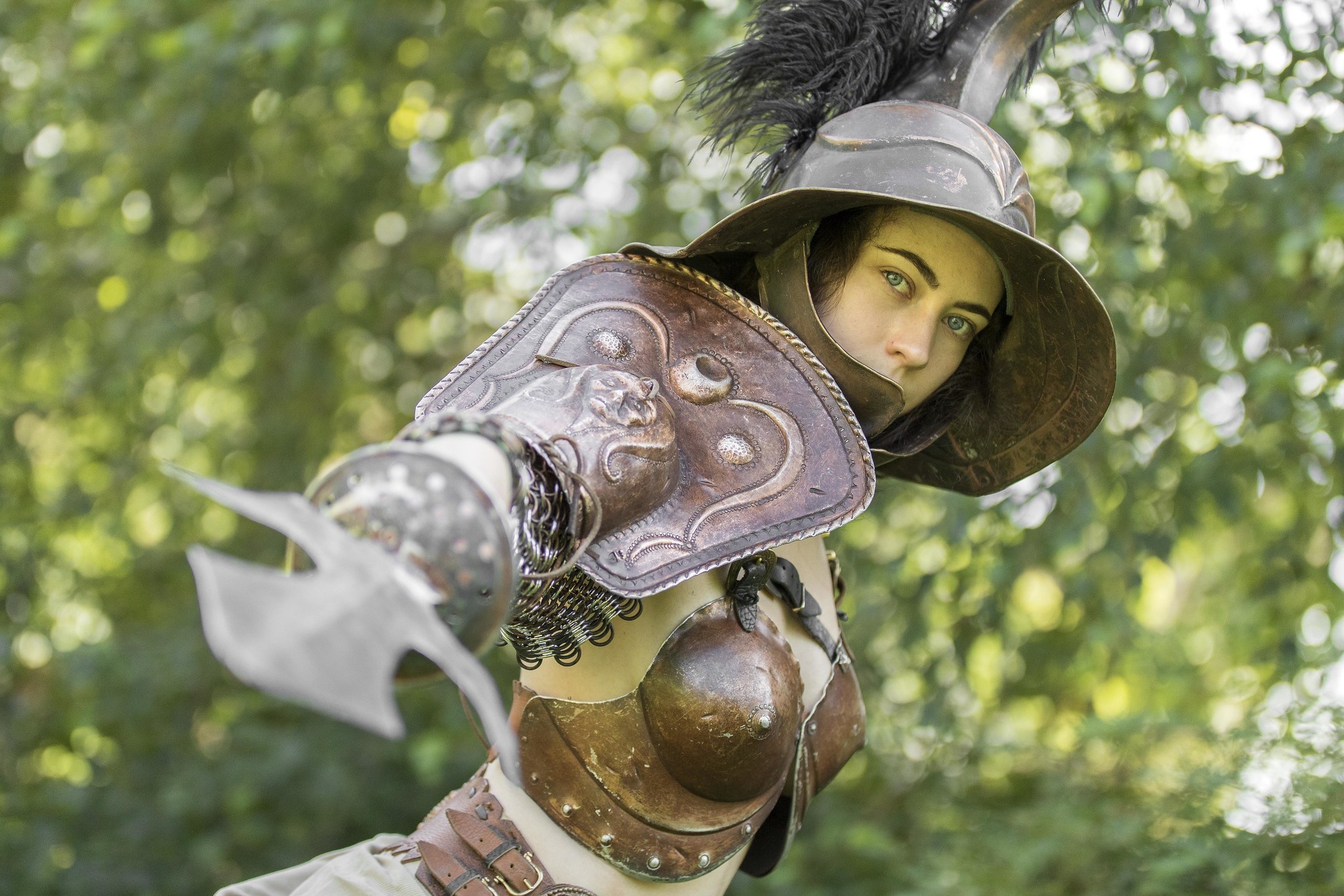 Woman in gladiator armor with a sword HD Wallpaper