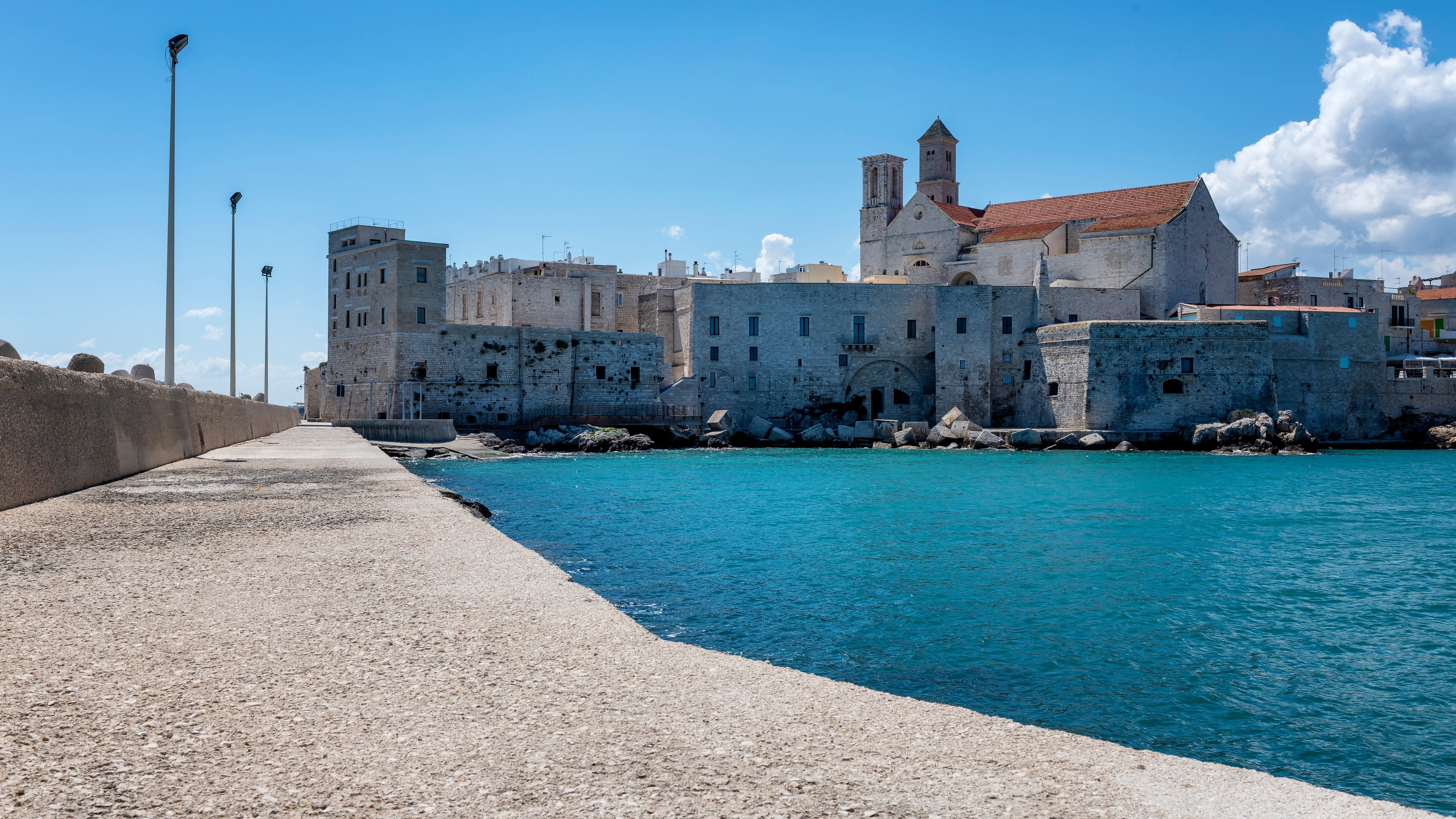 Giovinazzo Marina with Church and Buildings, Italy HD Wallpaper