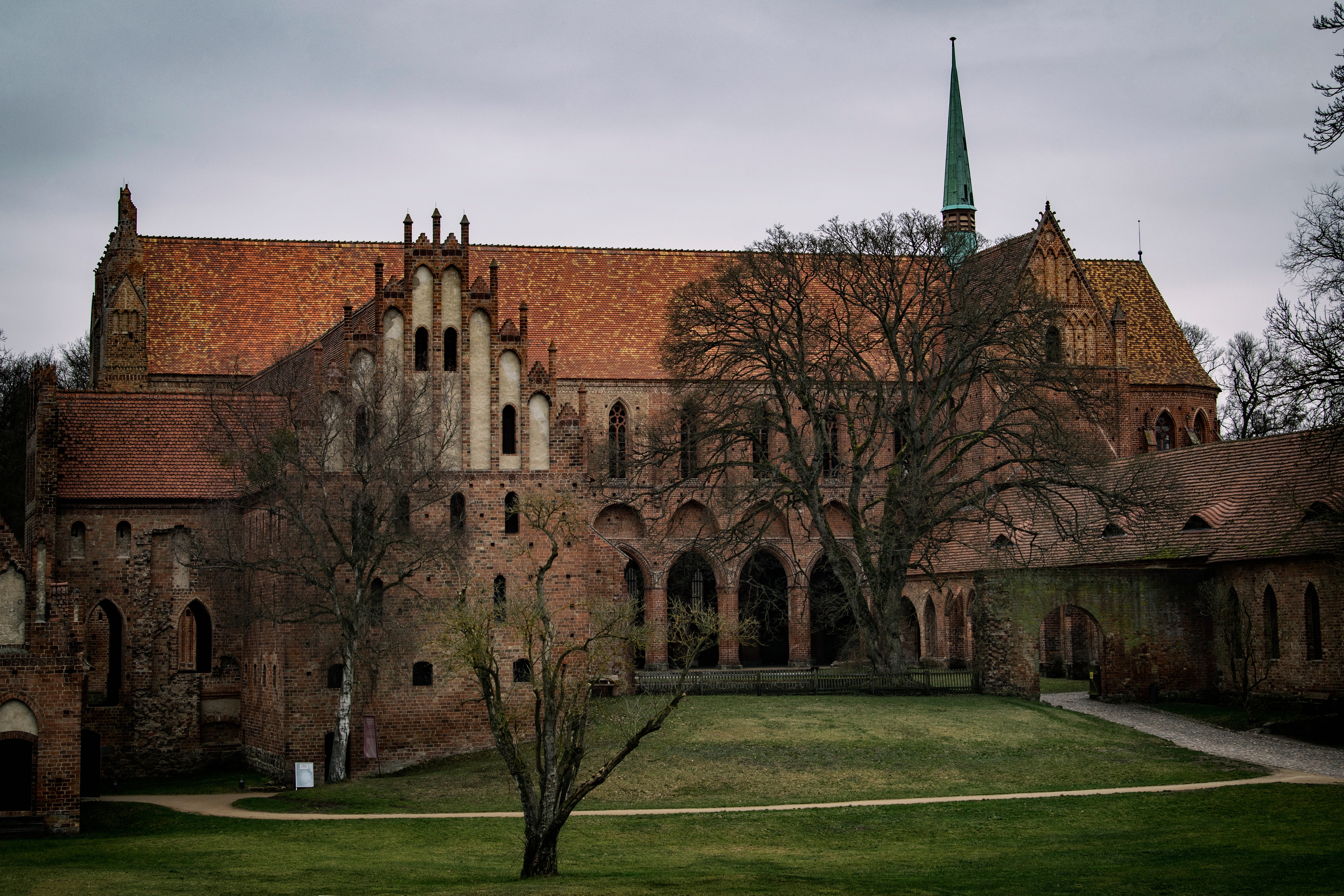 Chorin Abbey Monastery in Germany with Trees HD Wallpaper