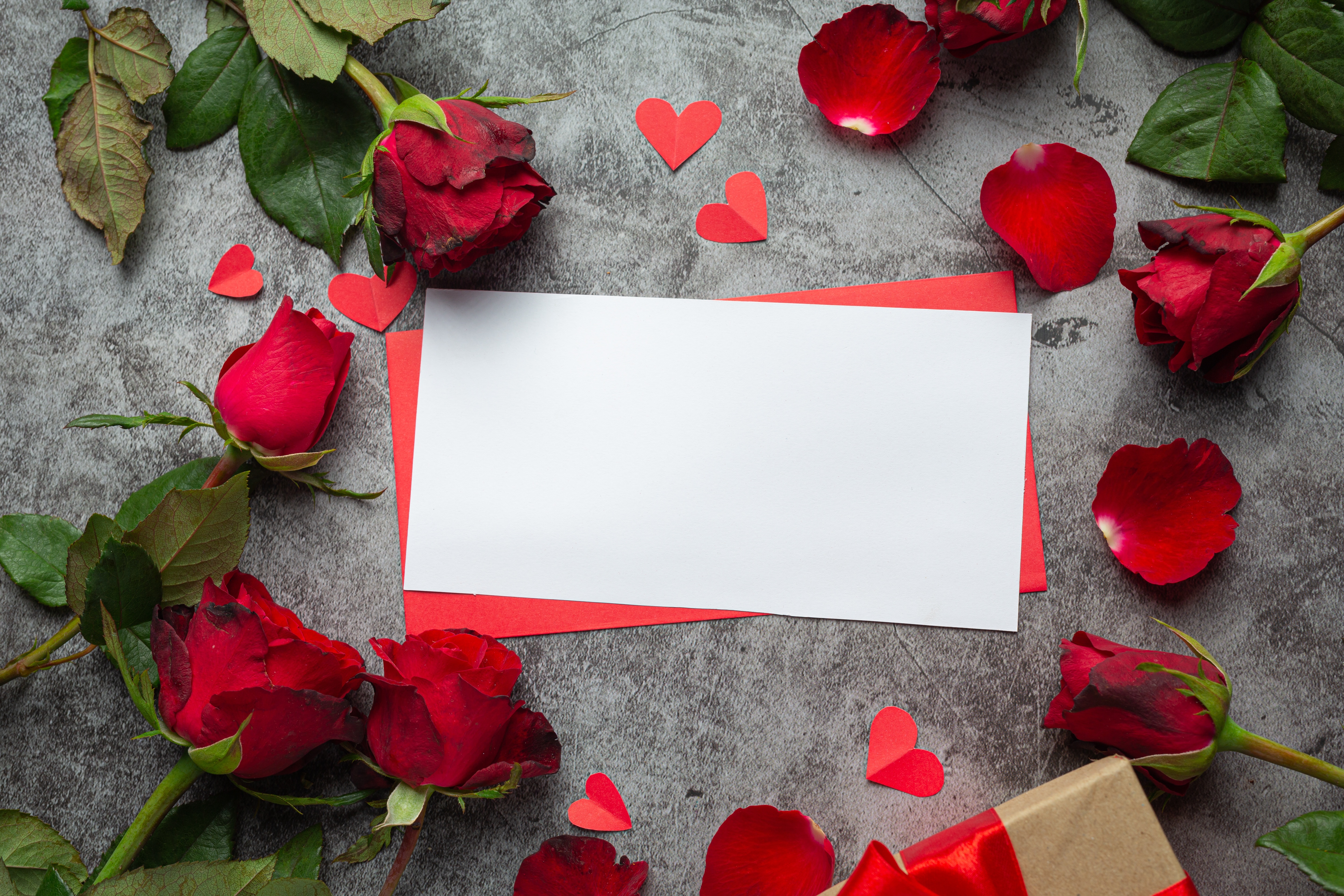Valentine's Day Red Roses and Greeting Card Template HD Wallpaper