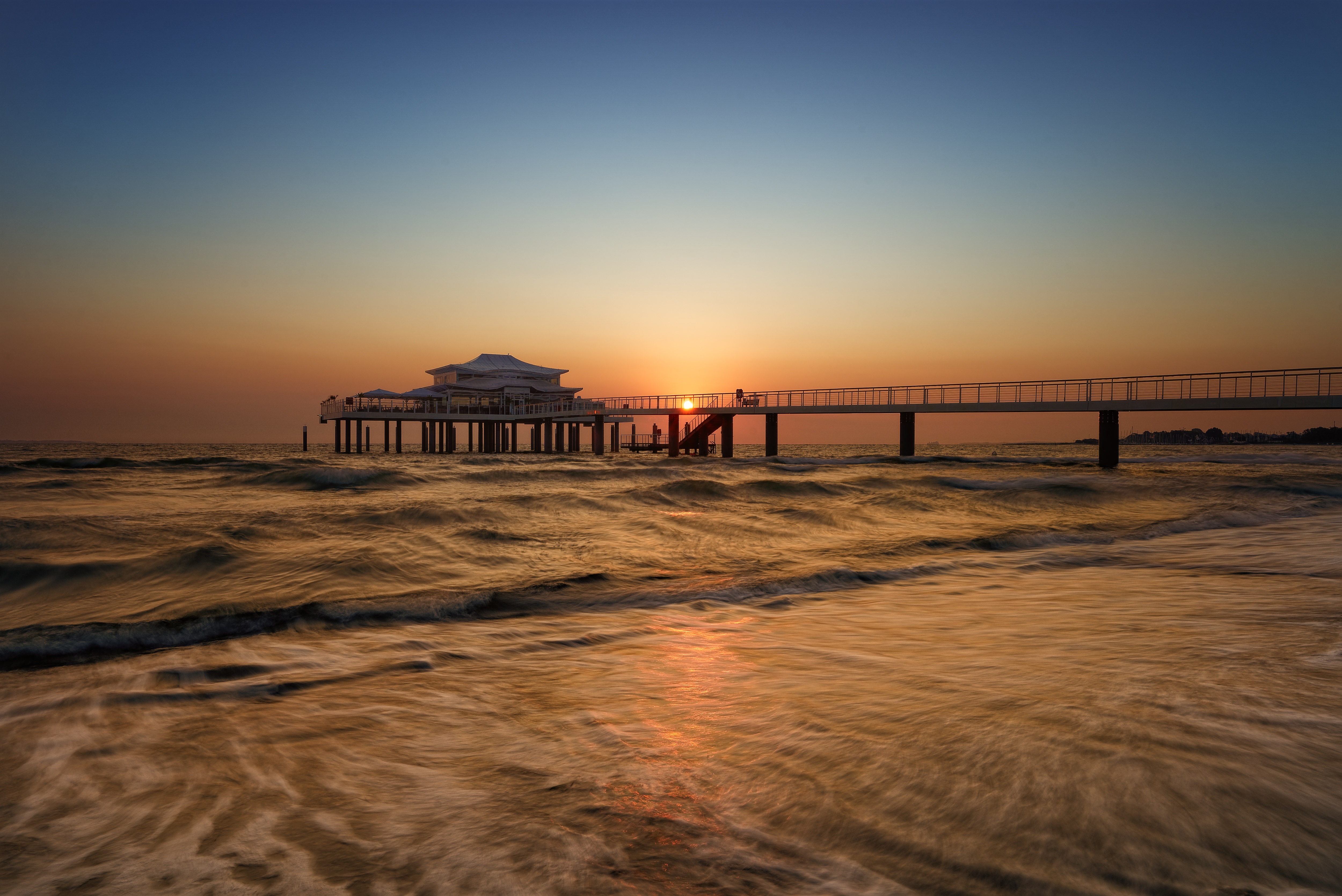 Timmendorf Pier at Sunrise, Germany HD Wallpaper
