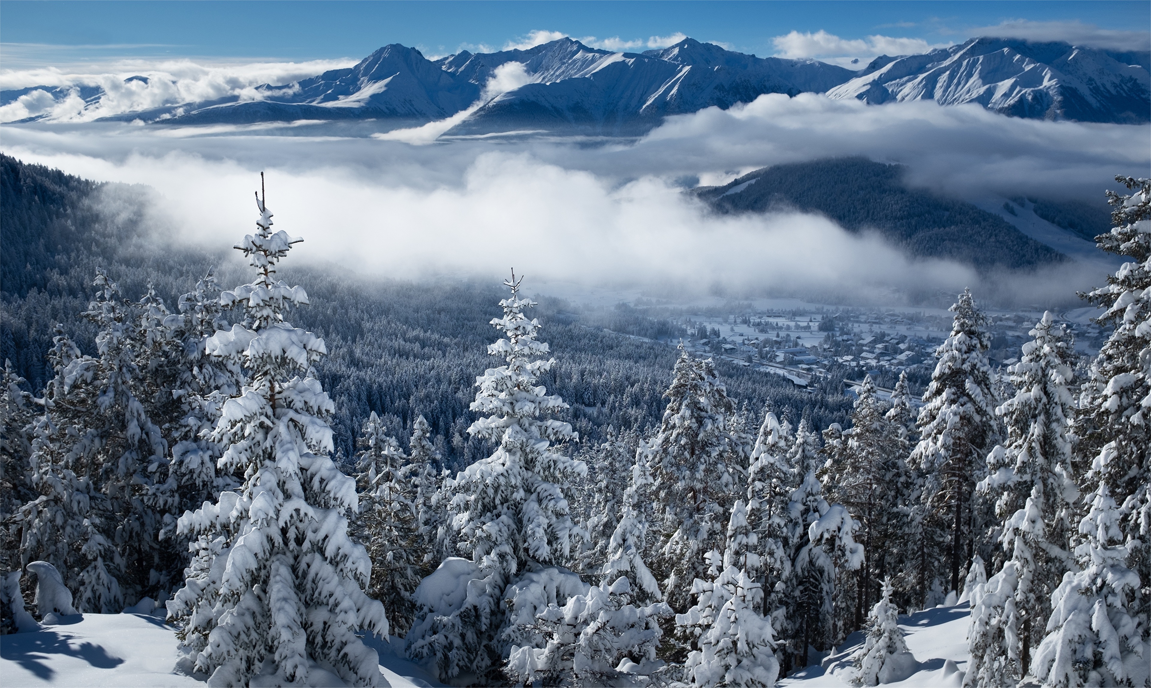 4K Winter Mountains and Forest in Tyrol, Austria HD Wallpaper