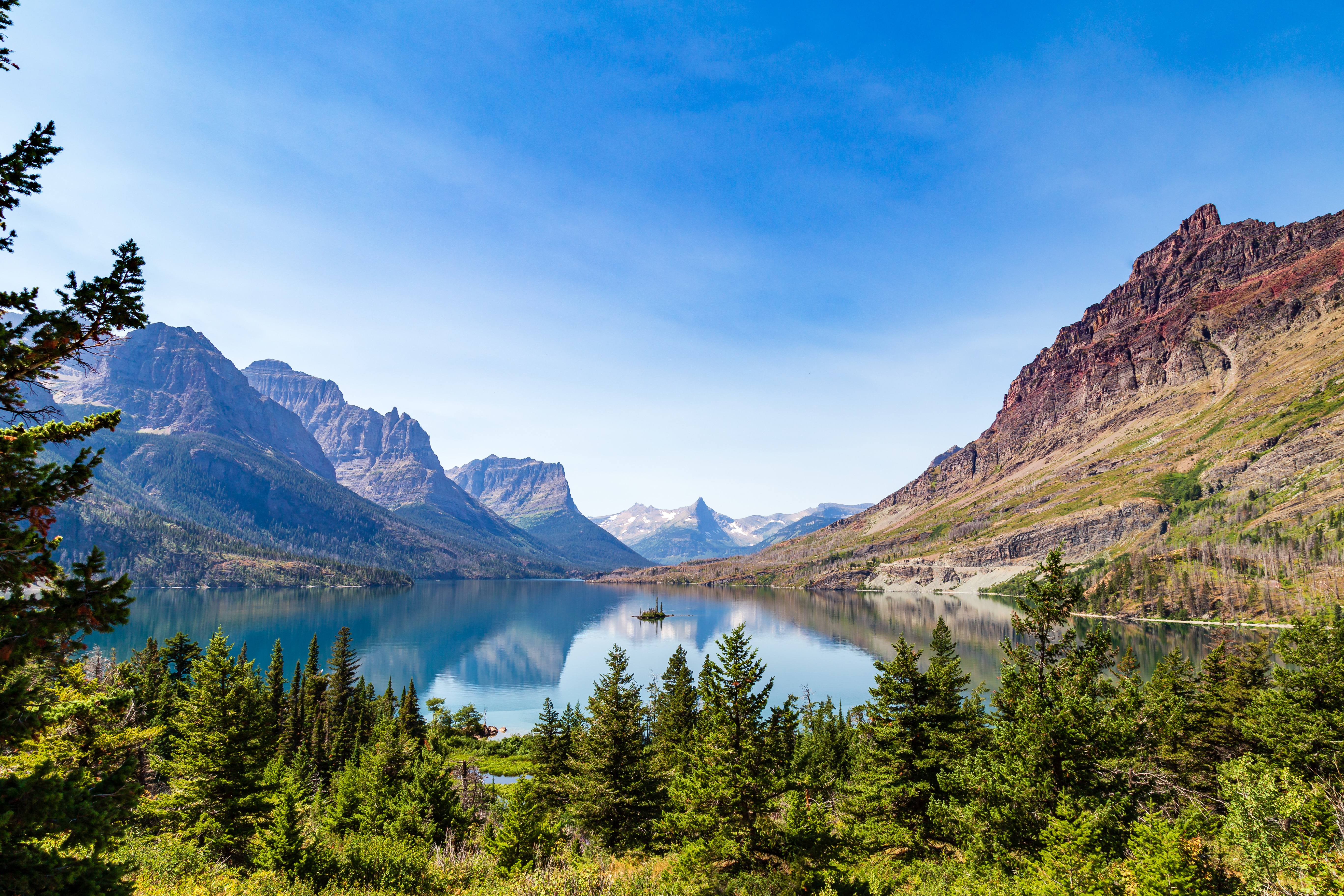Glacier National Park Mountains and Lake in USA HD Wallpaper