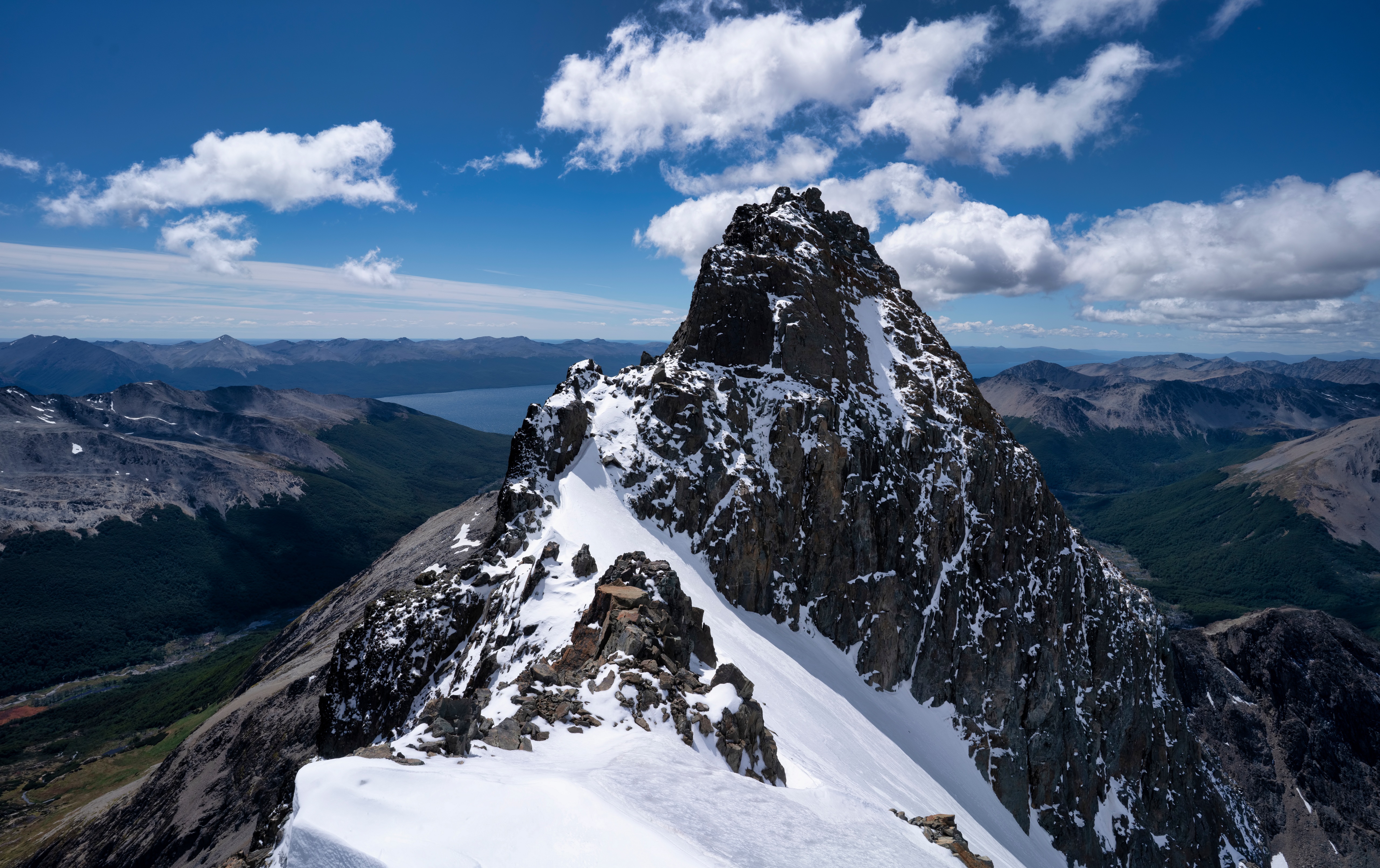 Snow-capped mountain peak in Patagonia, Argentina HD Wallpaper