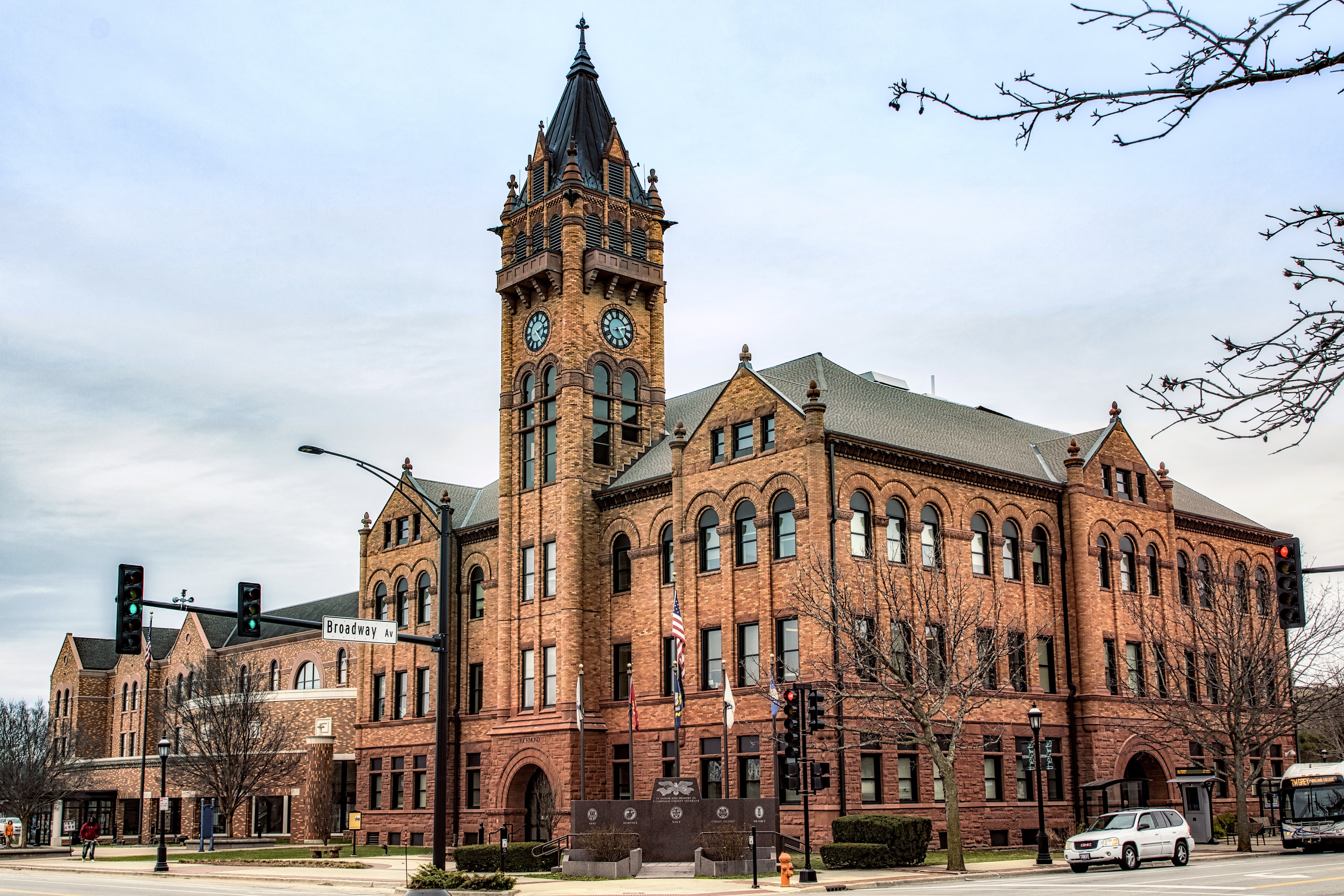 Urbana City Hall with Clock Tower, USA HD Wallpaper