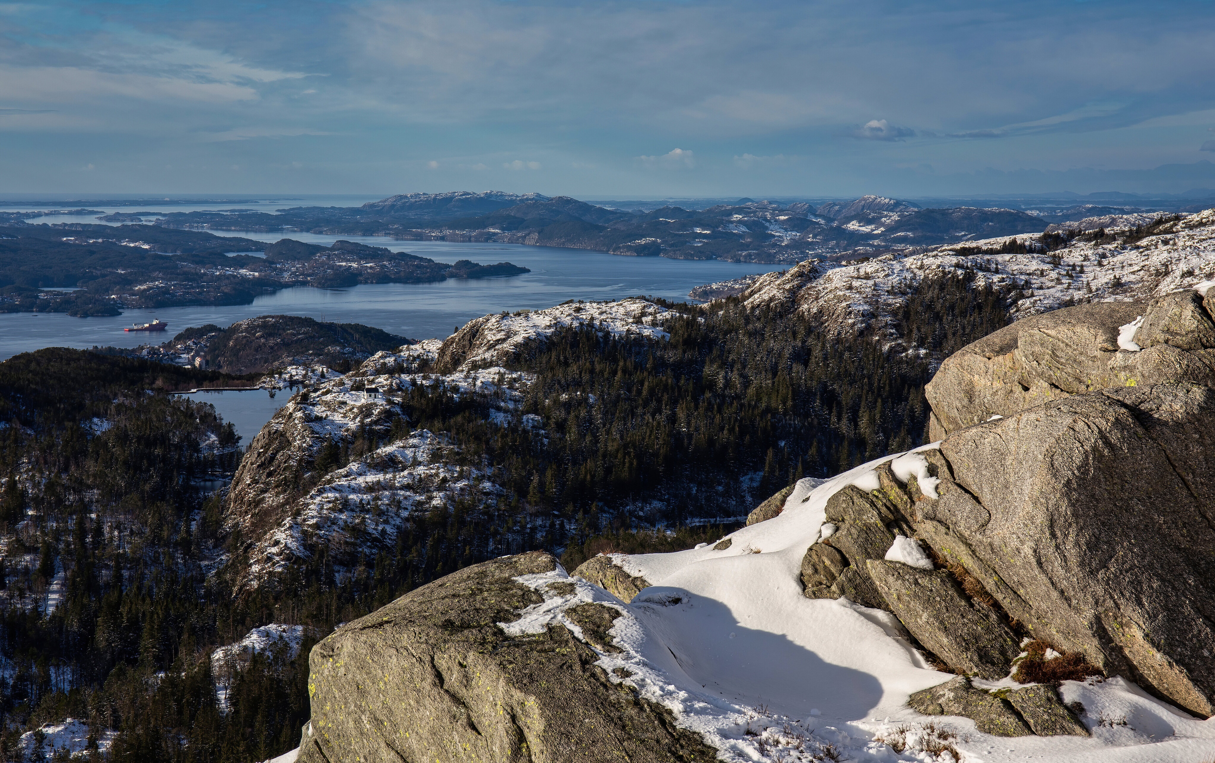 4K Hordaland Norway Mountains Fjord Crag HD Wallpaper