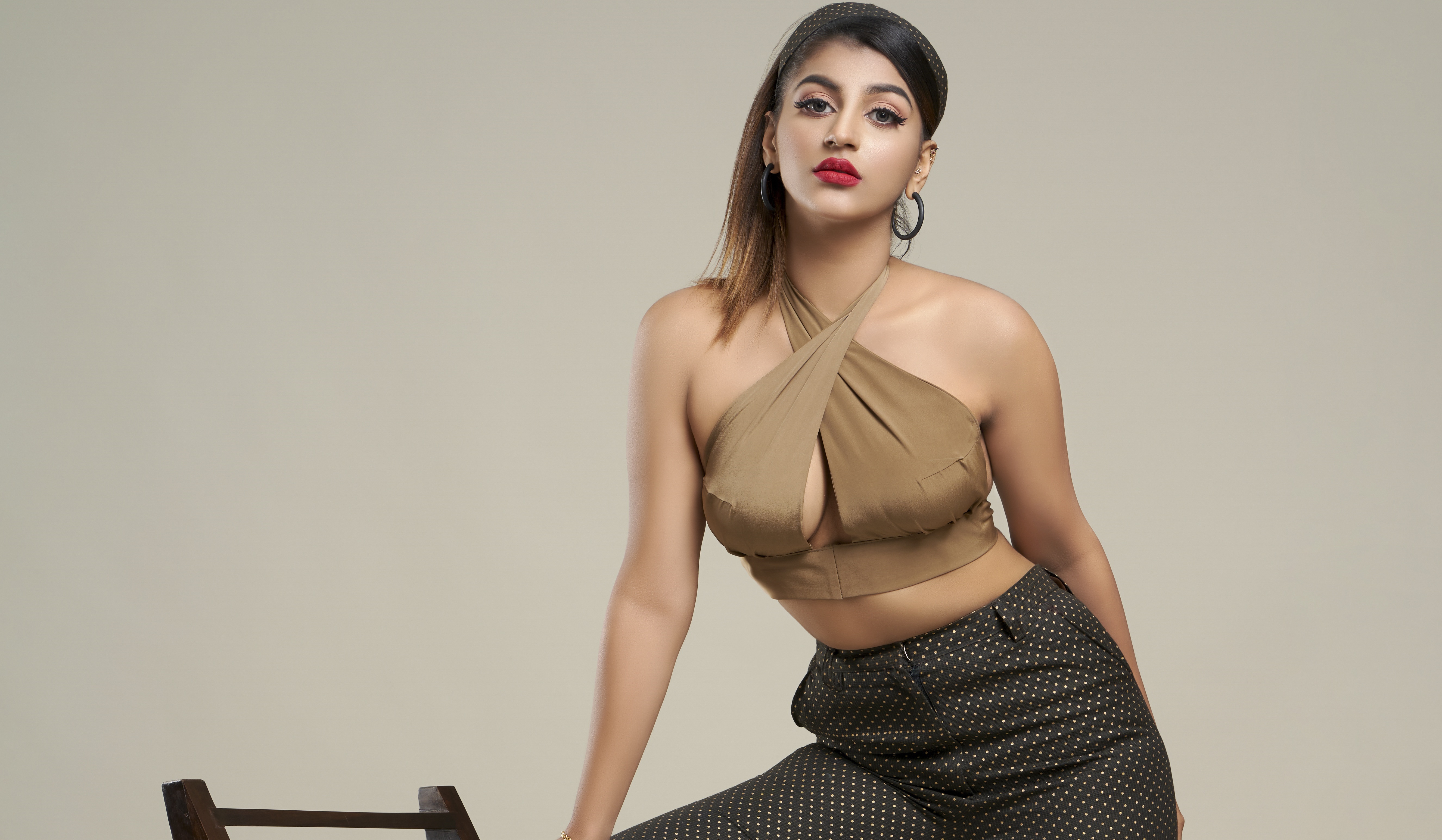 Yashika Aannand on Gray Background HD Wallpaper