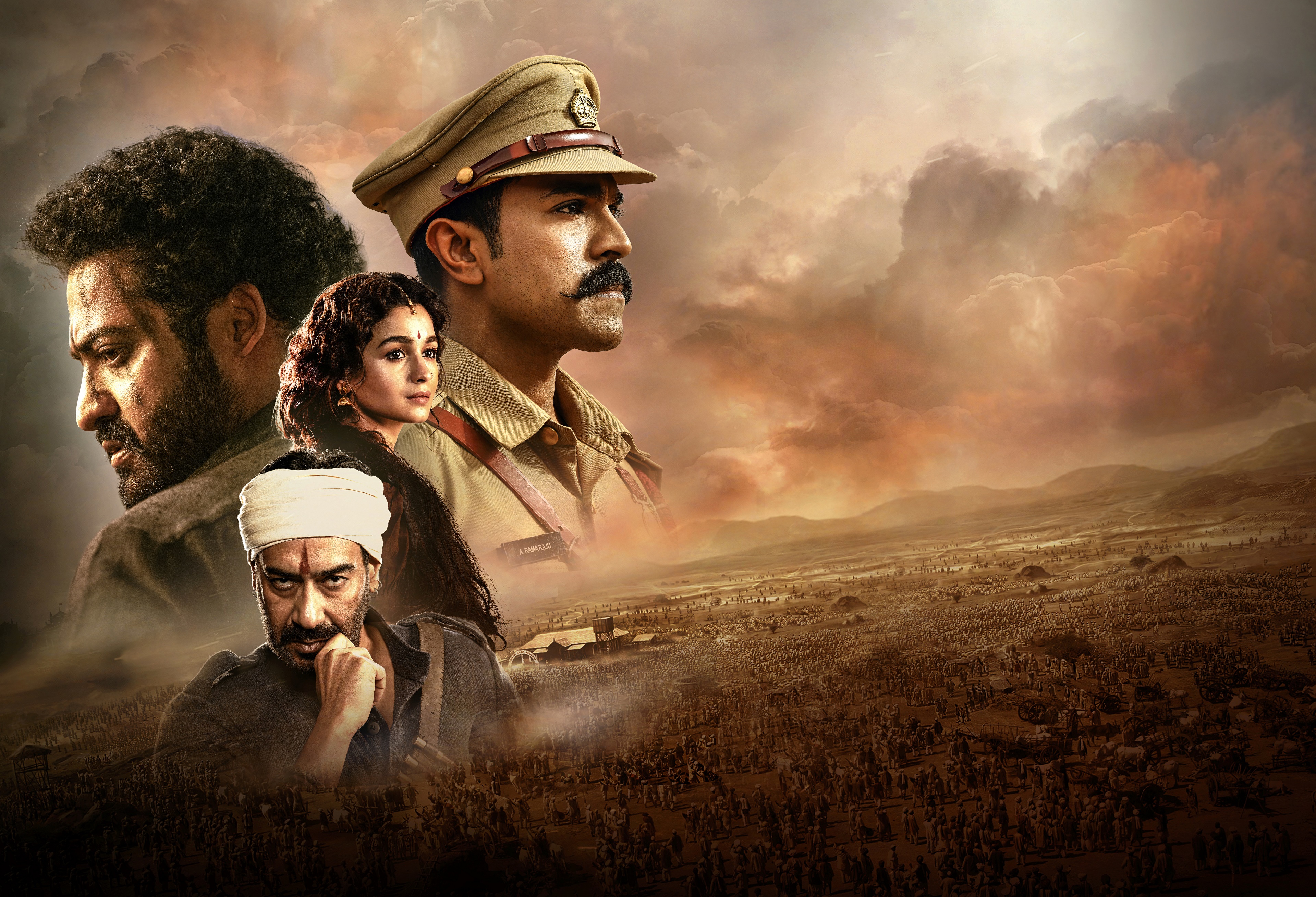 4K Rise Roar Revolt with Ram Charan, Alia Bhatt, Ajay Devgn HD Wallpaper