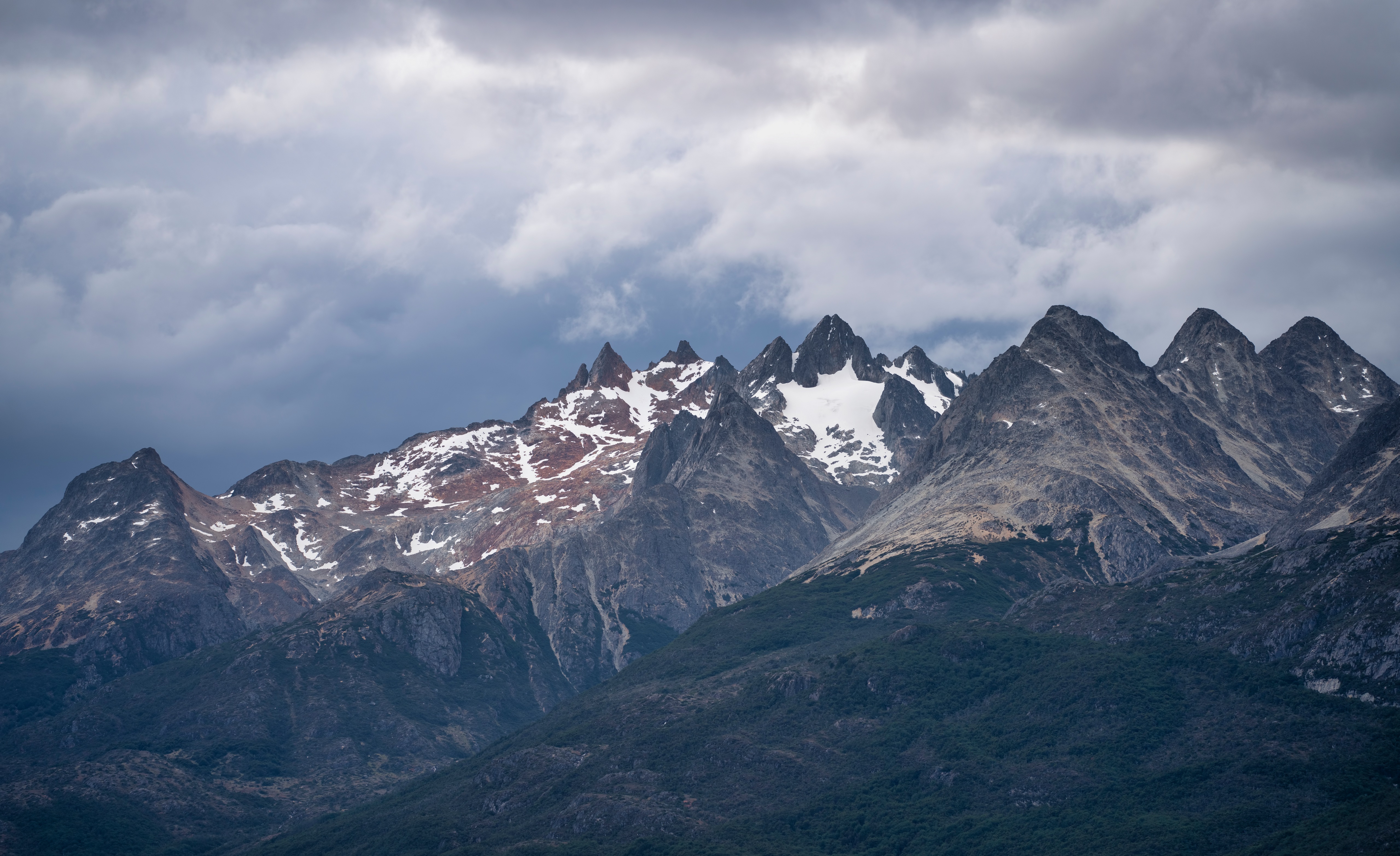 Patagonia Mountains in Argentina with Clouds HD Wallpaper