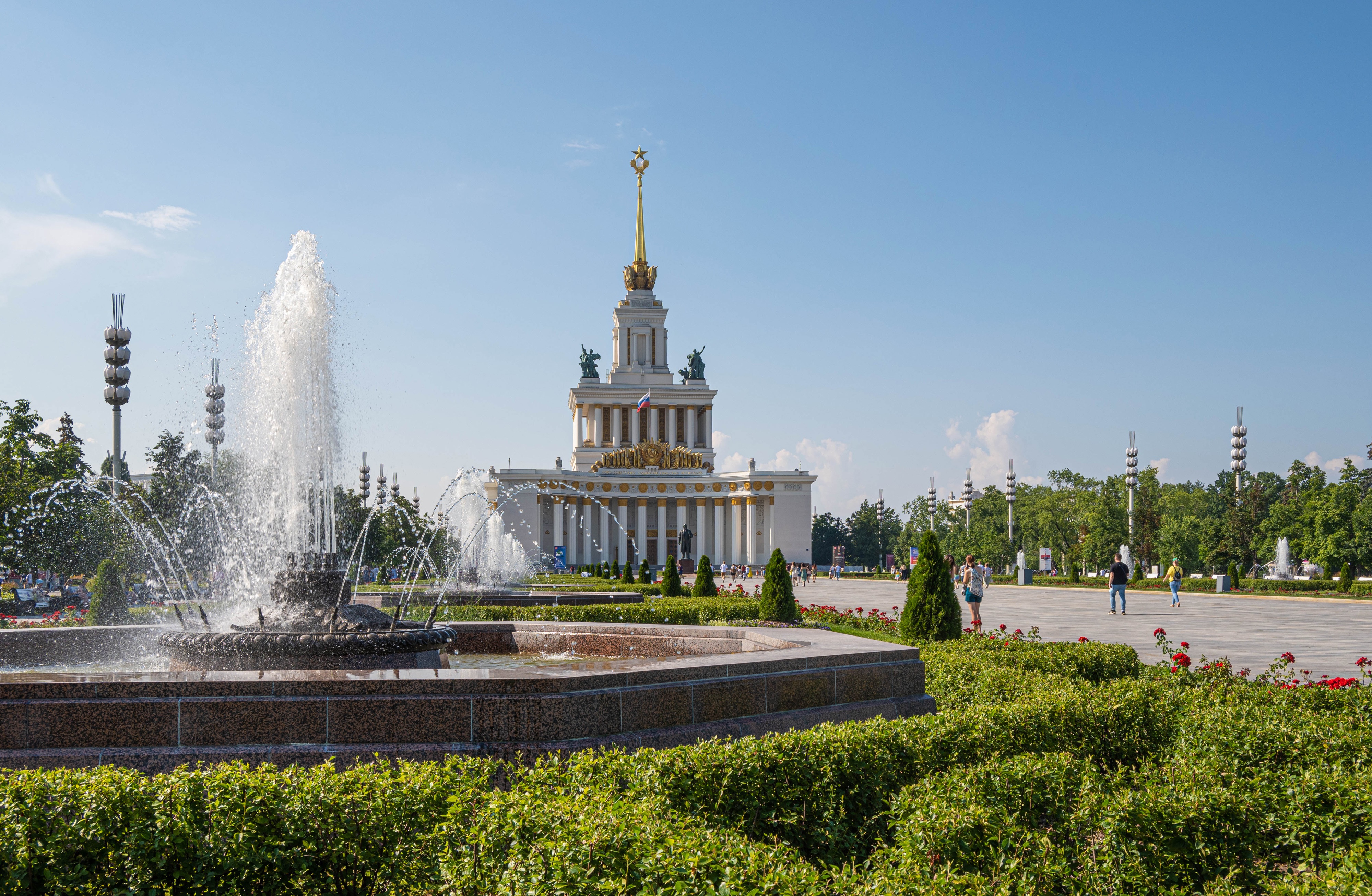 Fountains at VDNKh, Moscow, Russia HD Wallpaper
