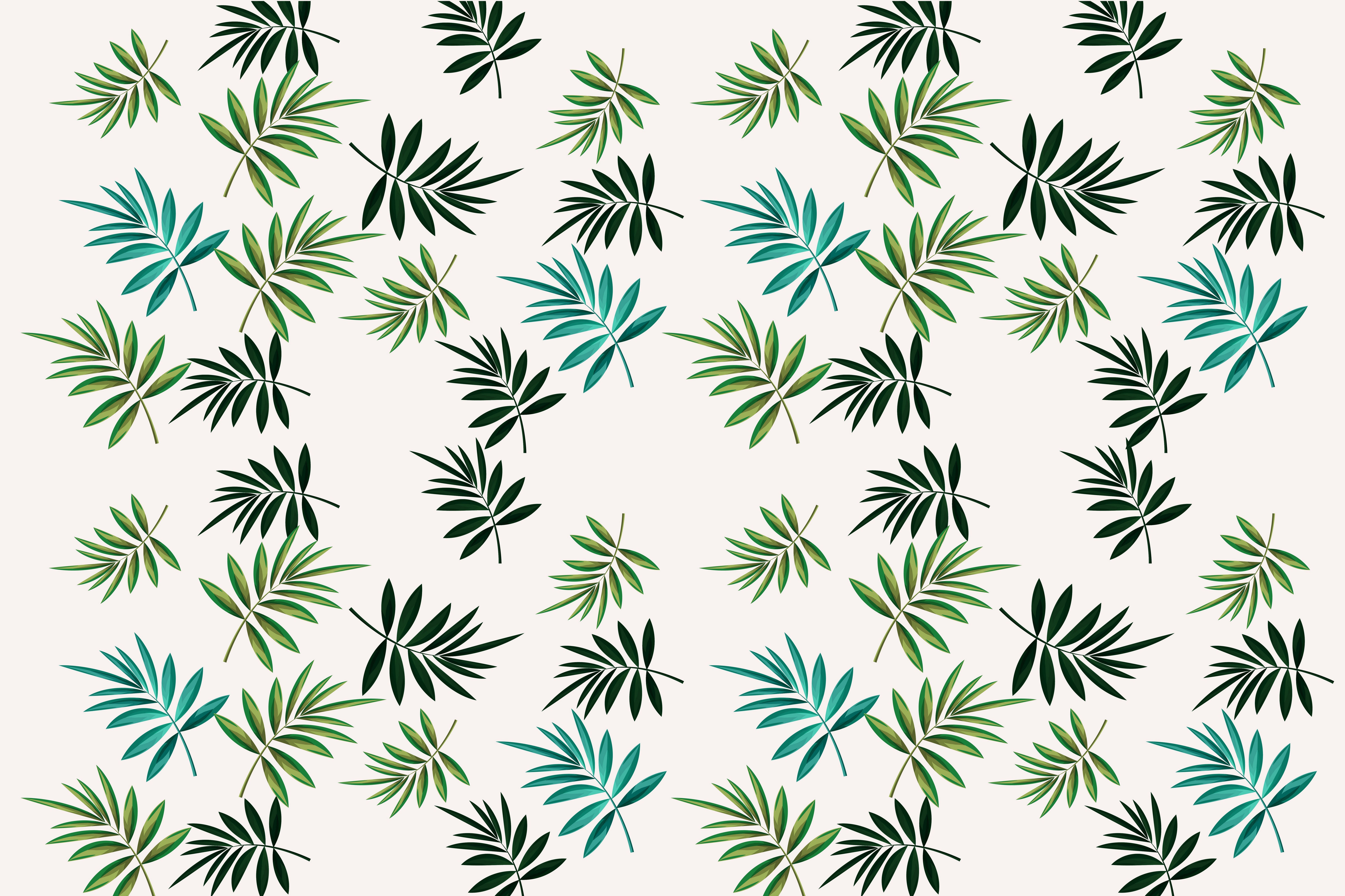 Many green and teal palm leaves texture HD Wallpaper