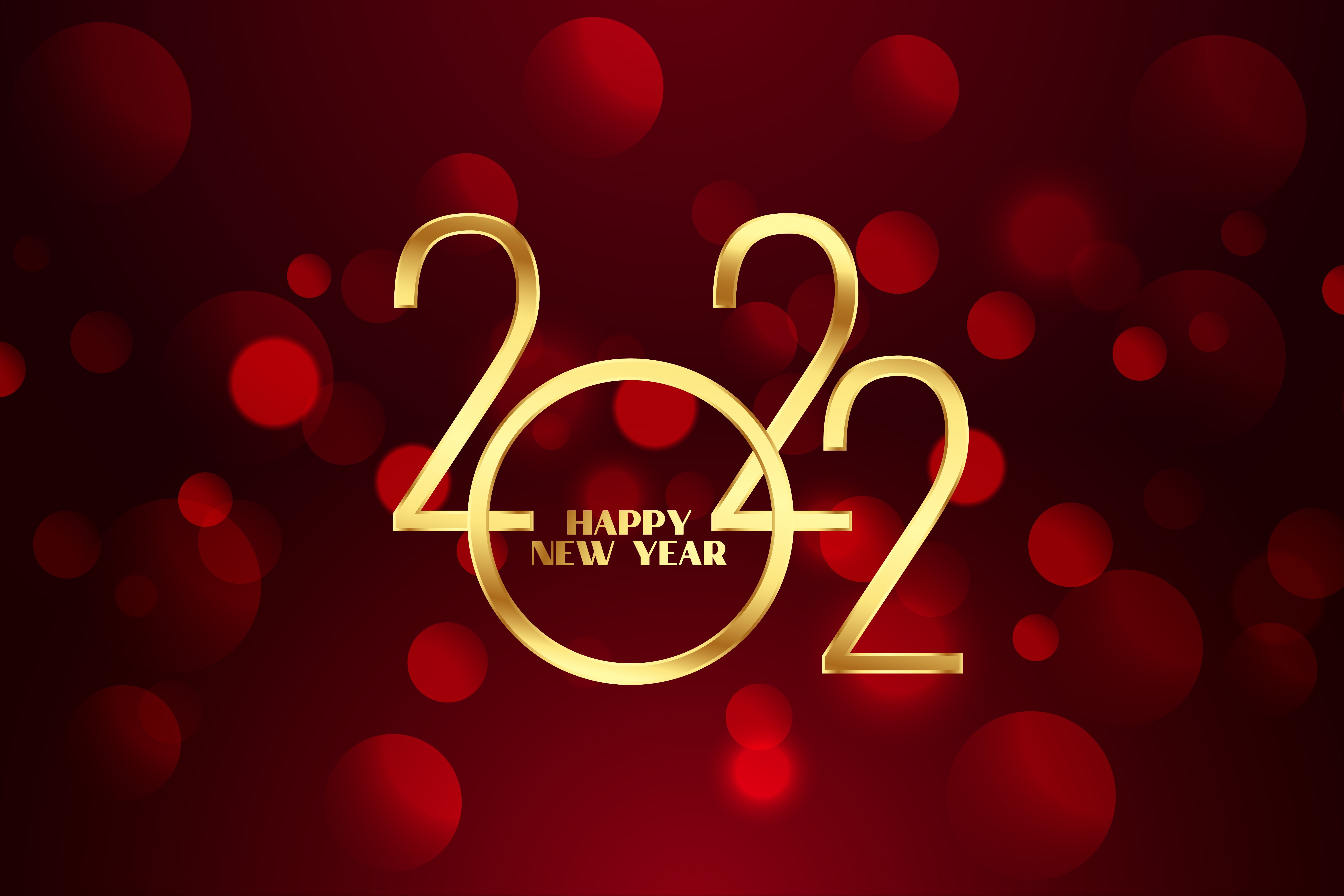 Happy New Year 2022 Golden Text HD Wallpaper