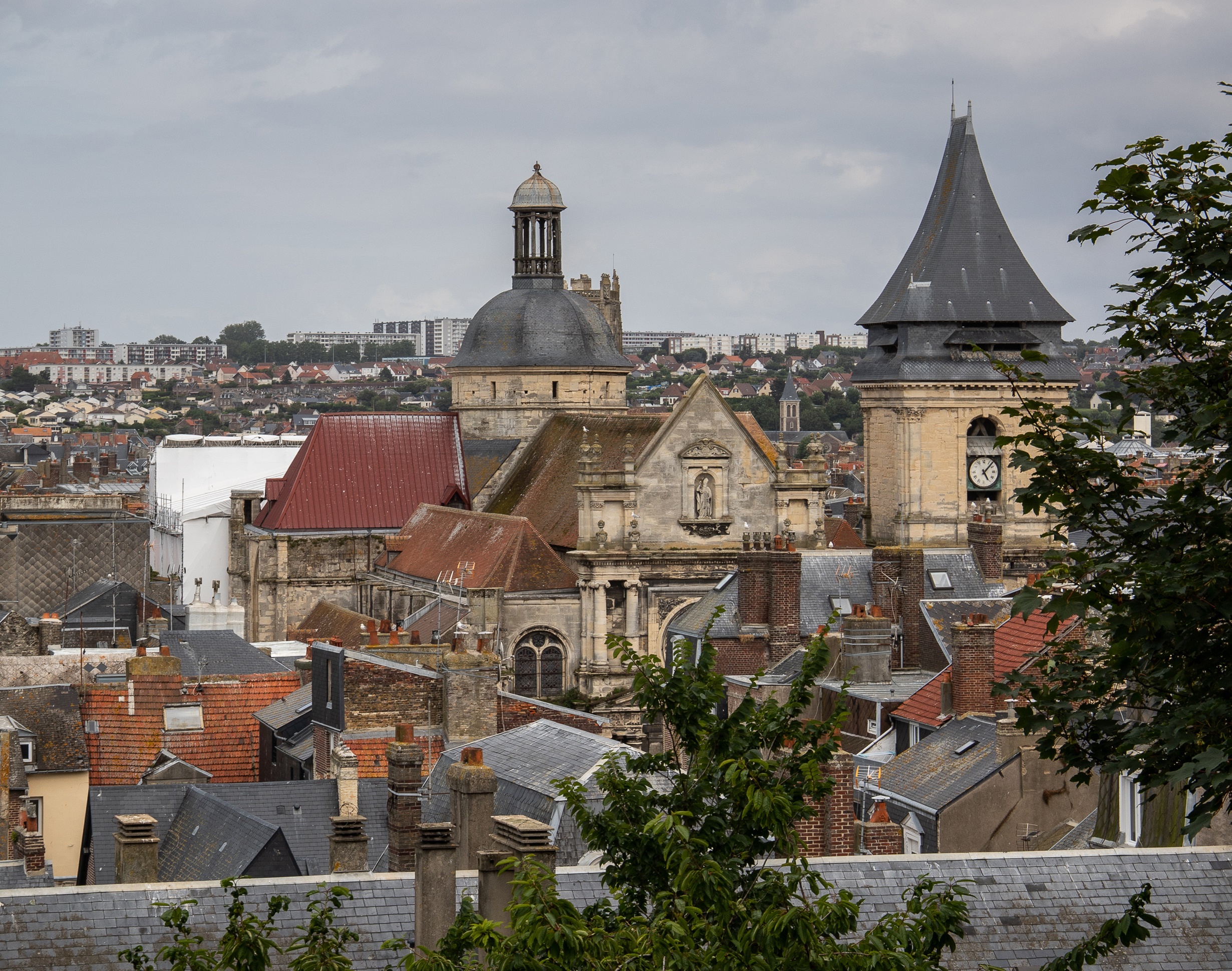 Dieppe Normandy cityscape with church towers and rooftops HD Wallpaper