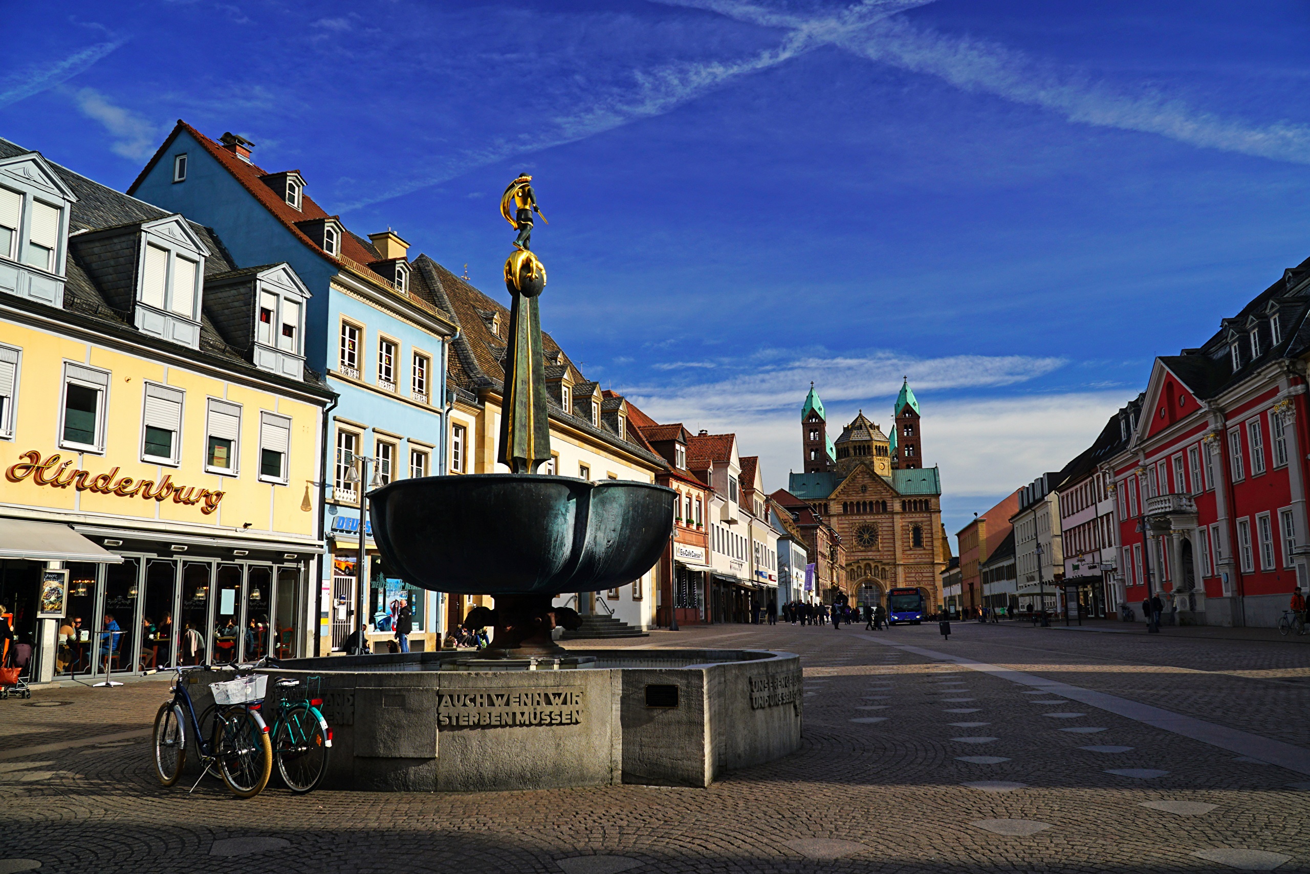 Speyer Georgenbrunnen Town Square Germany HD Wallpaper