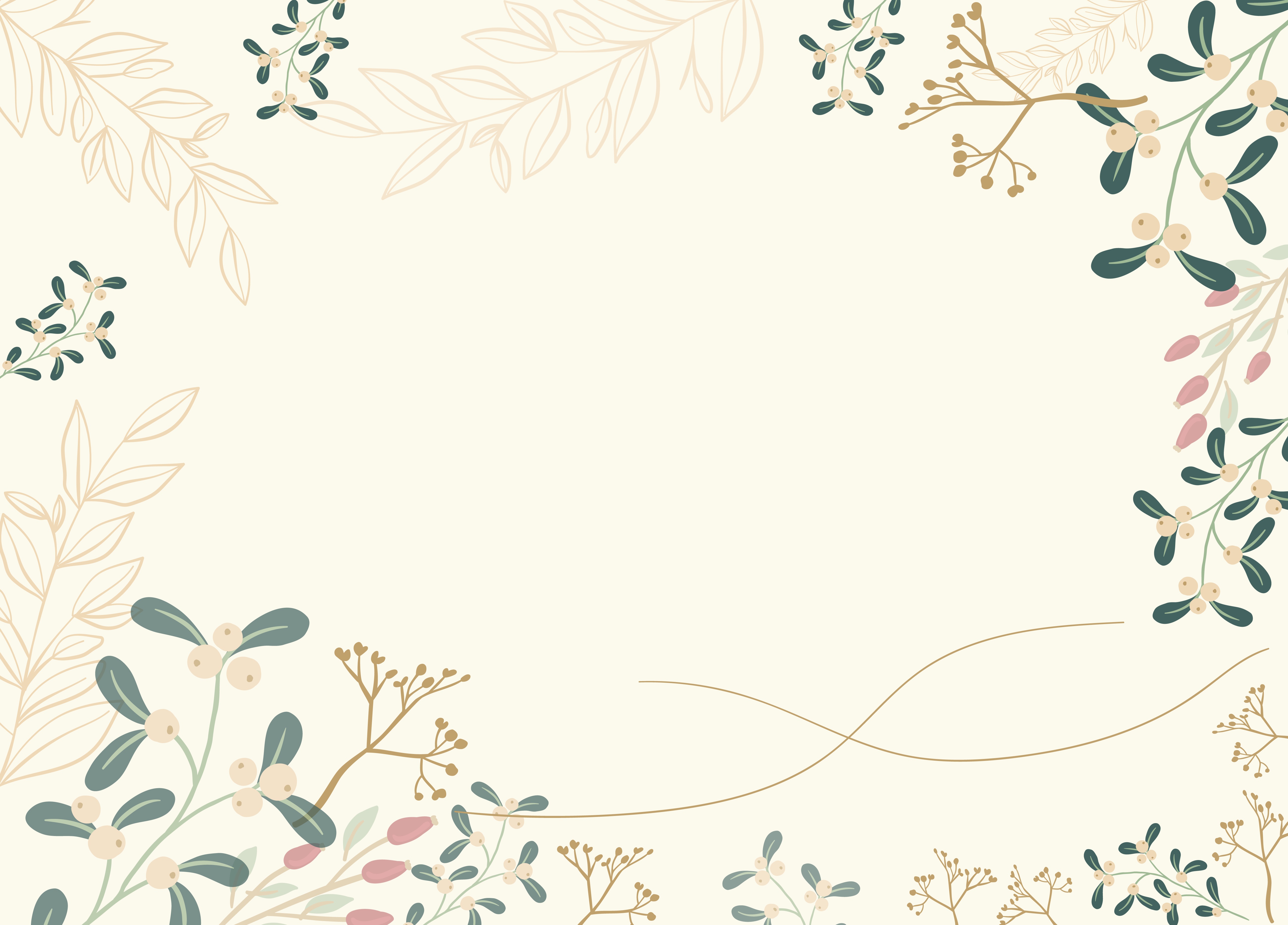 Floral Branches and Berries Greeting Card Template HD Wallpaper