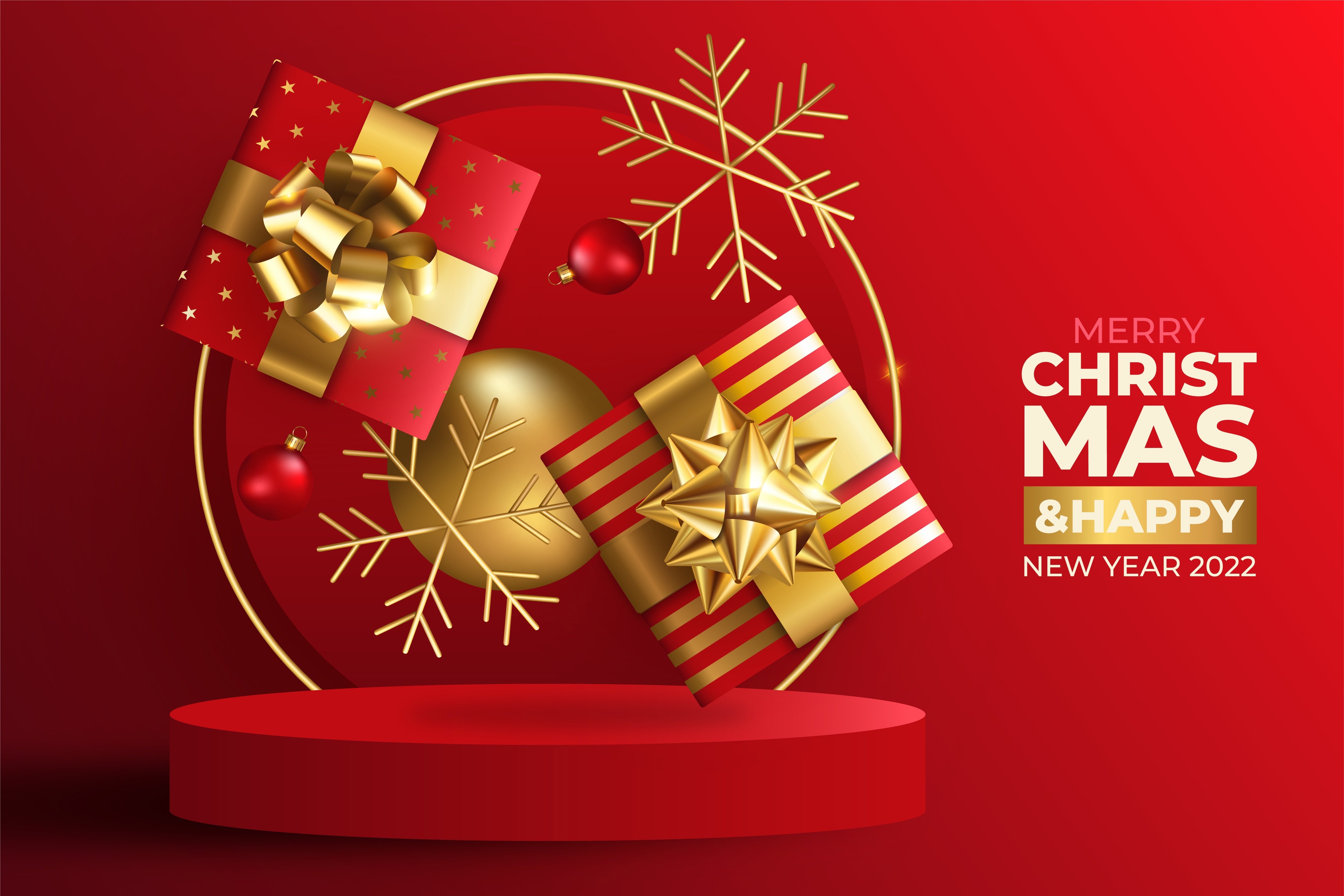 Merry Christmas and Happy New Year 2022 Gifts HD Wallpaper