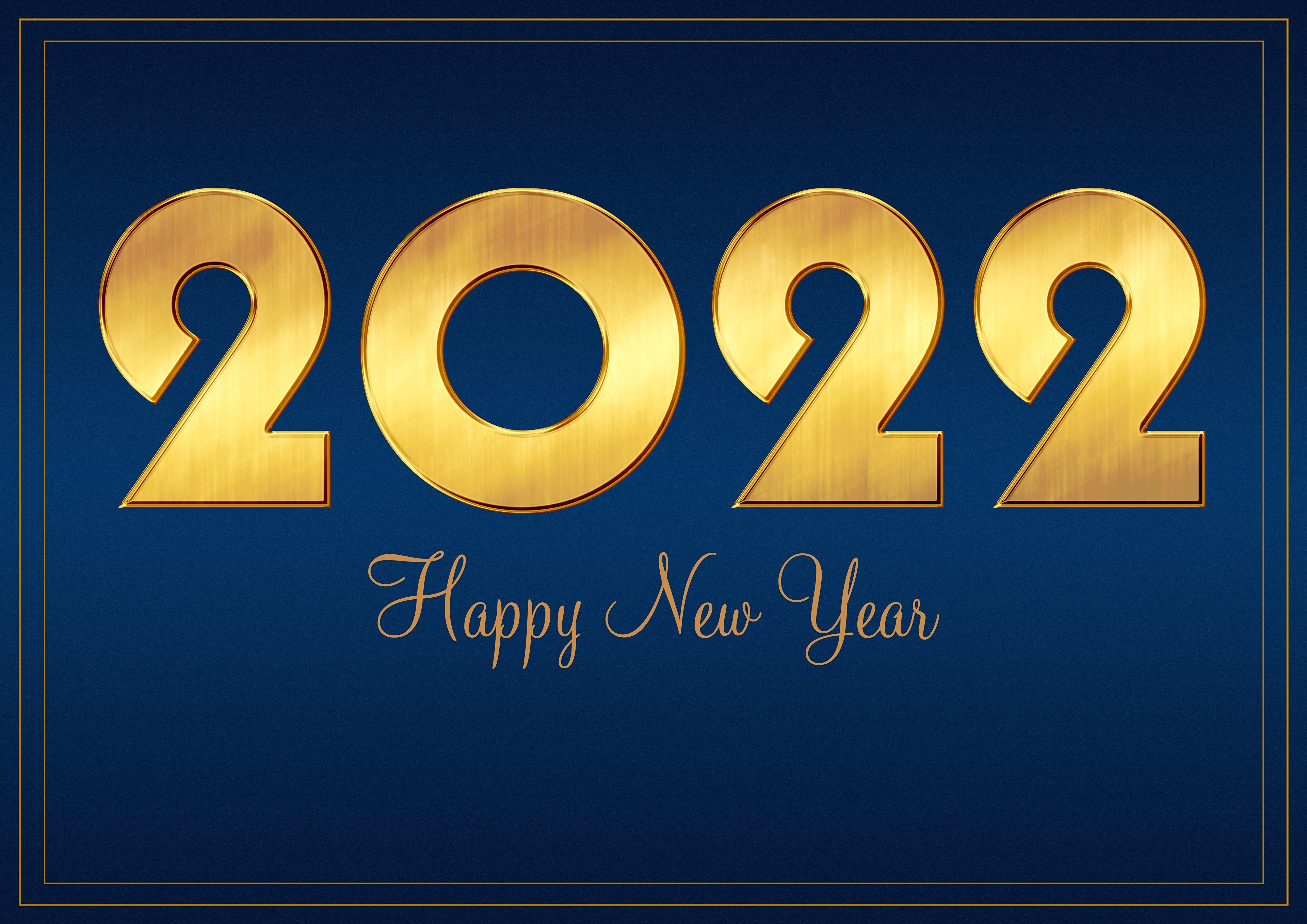 Happy New Year 2022 Gold Text HD Wallpaper
