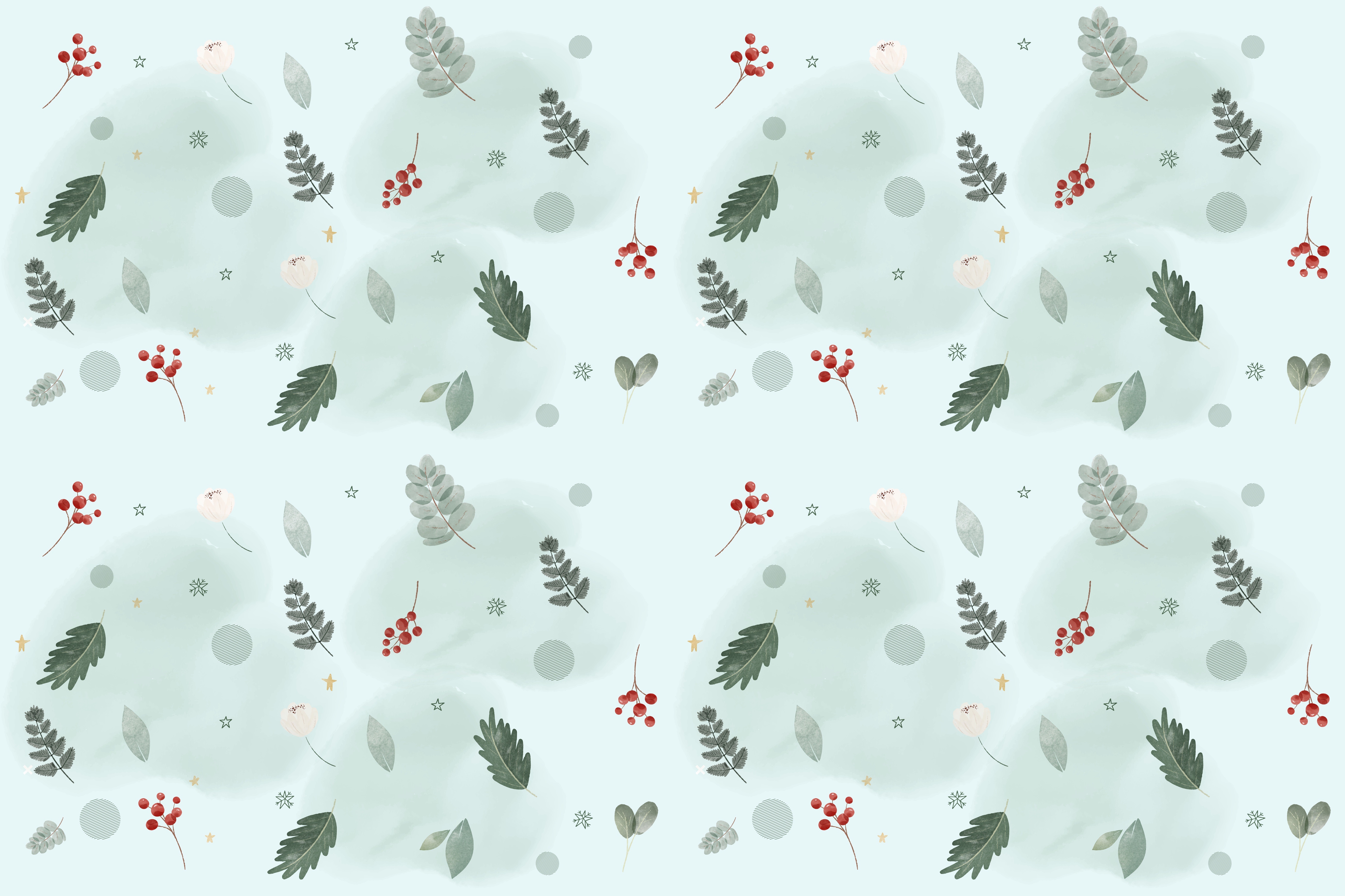Berry and Foliage Pattern HD Wallpaper