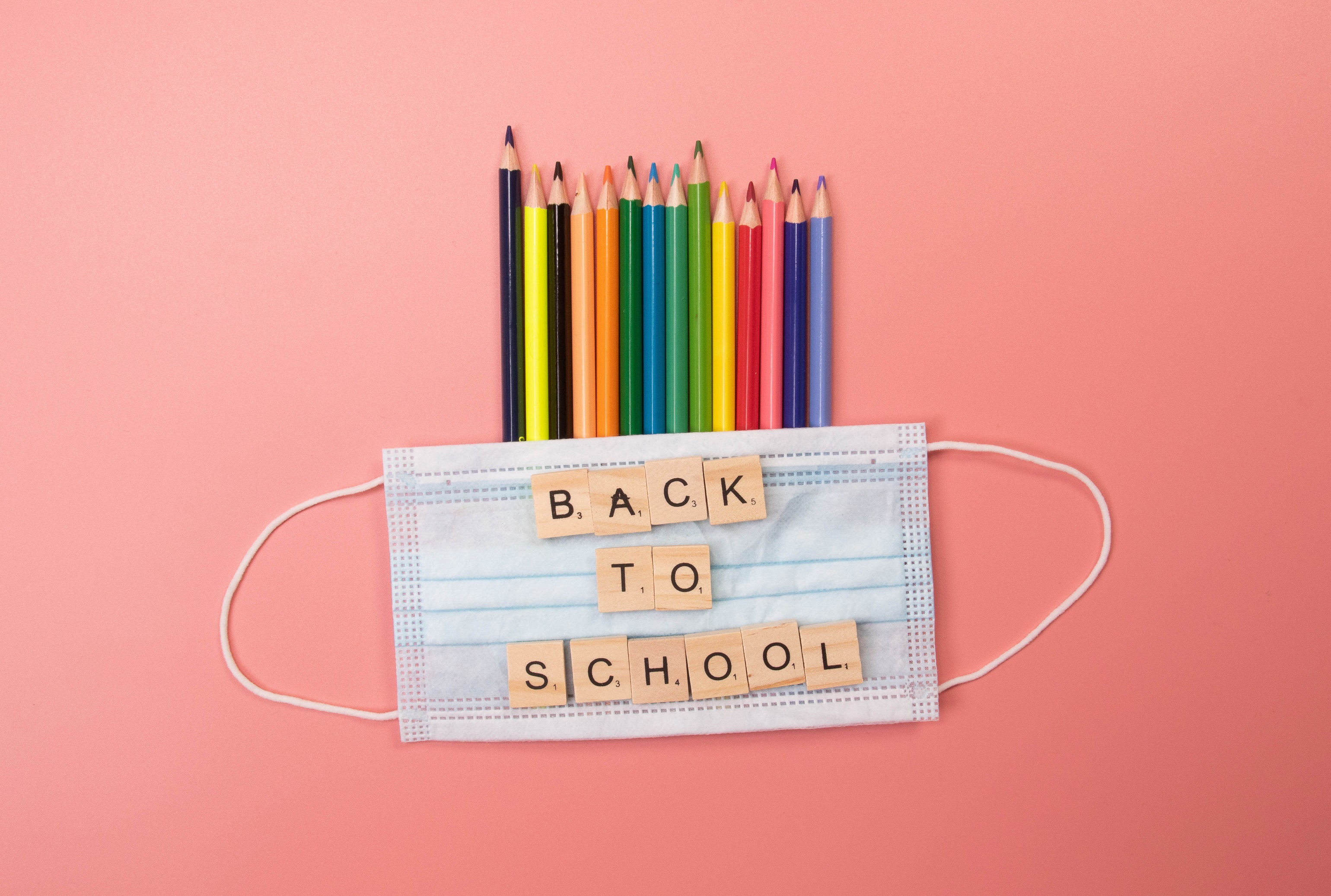Back to School with Face Mask and Pencils HD Wallpaper