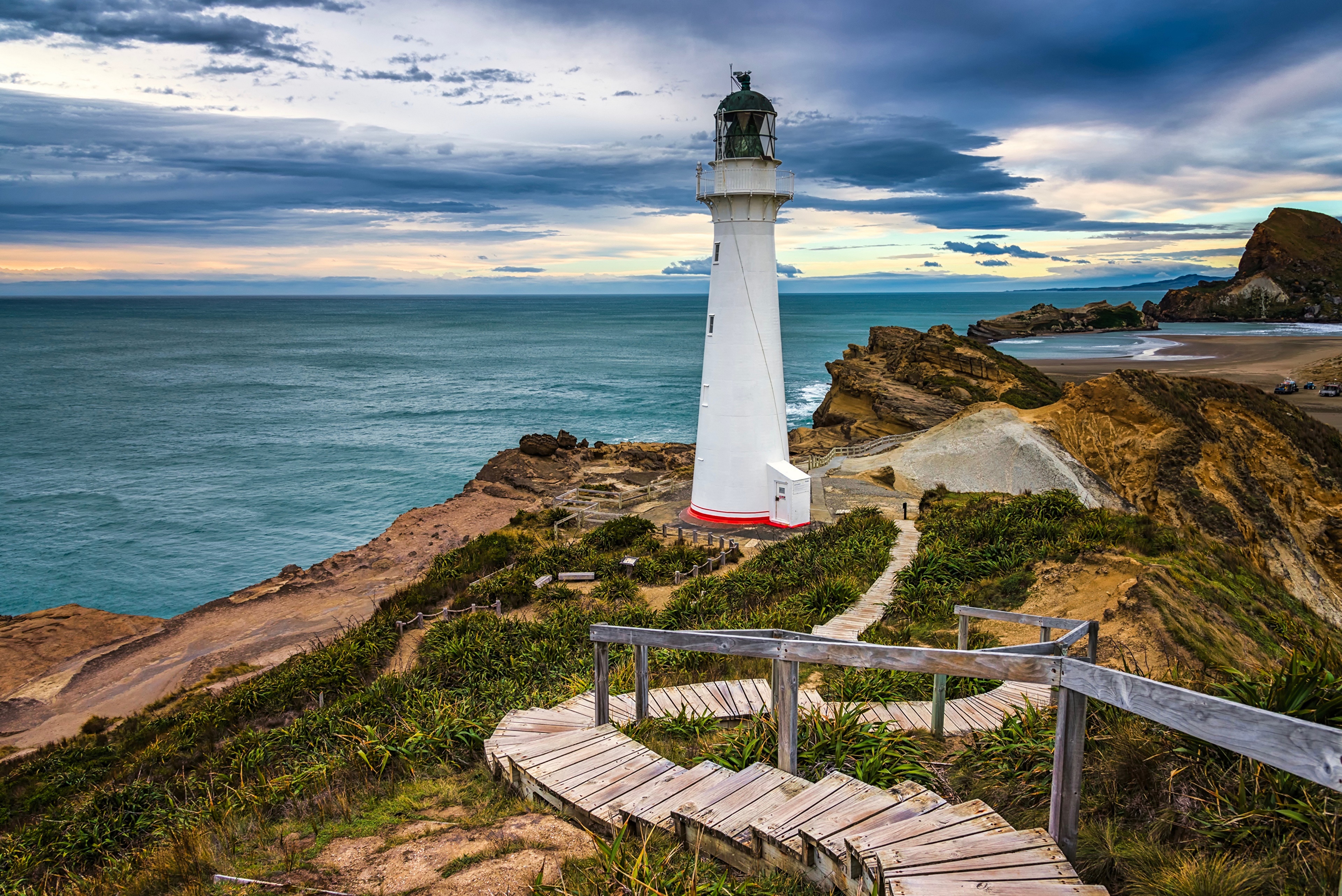 Castlepoint Lighthouse, Wellington, New Zealand HD Wallpaper