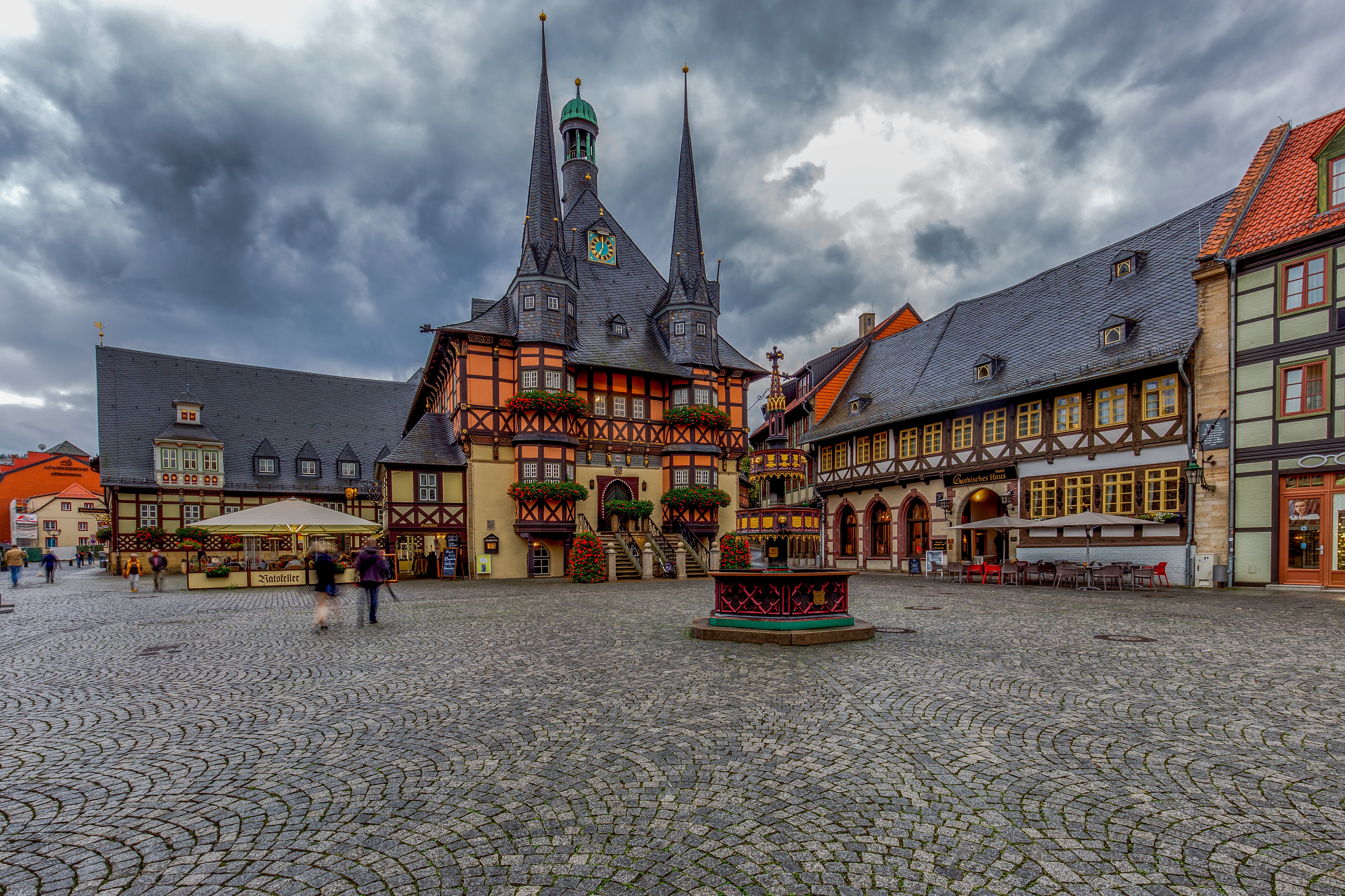 Wernigerode Town Hall and Market Square, Germany HD Wallpaper