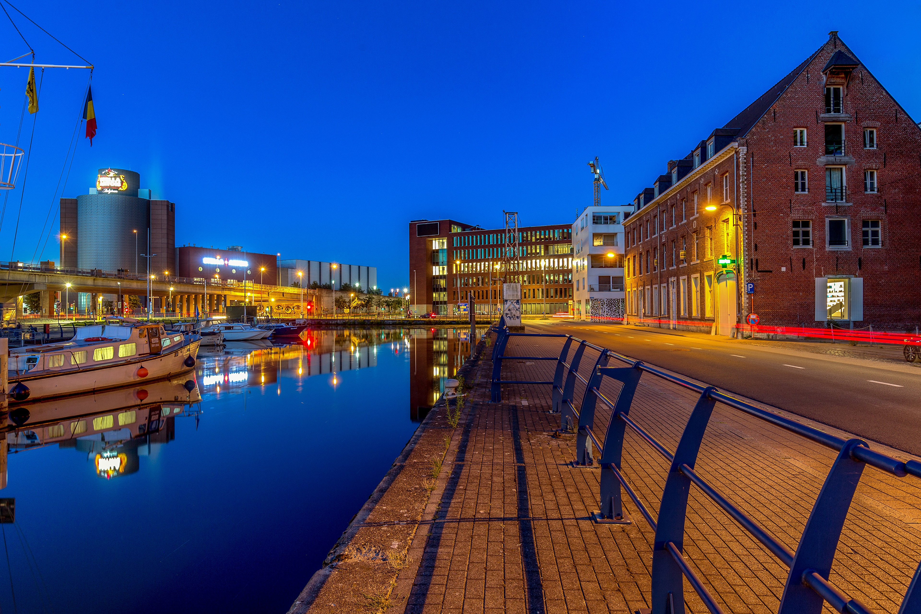 Waterfront at Dusk in Leuven, Belgium HD Wallpaper