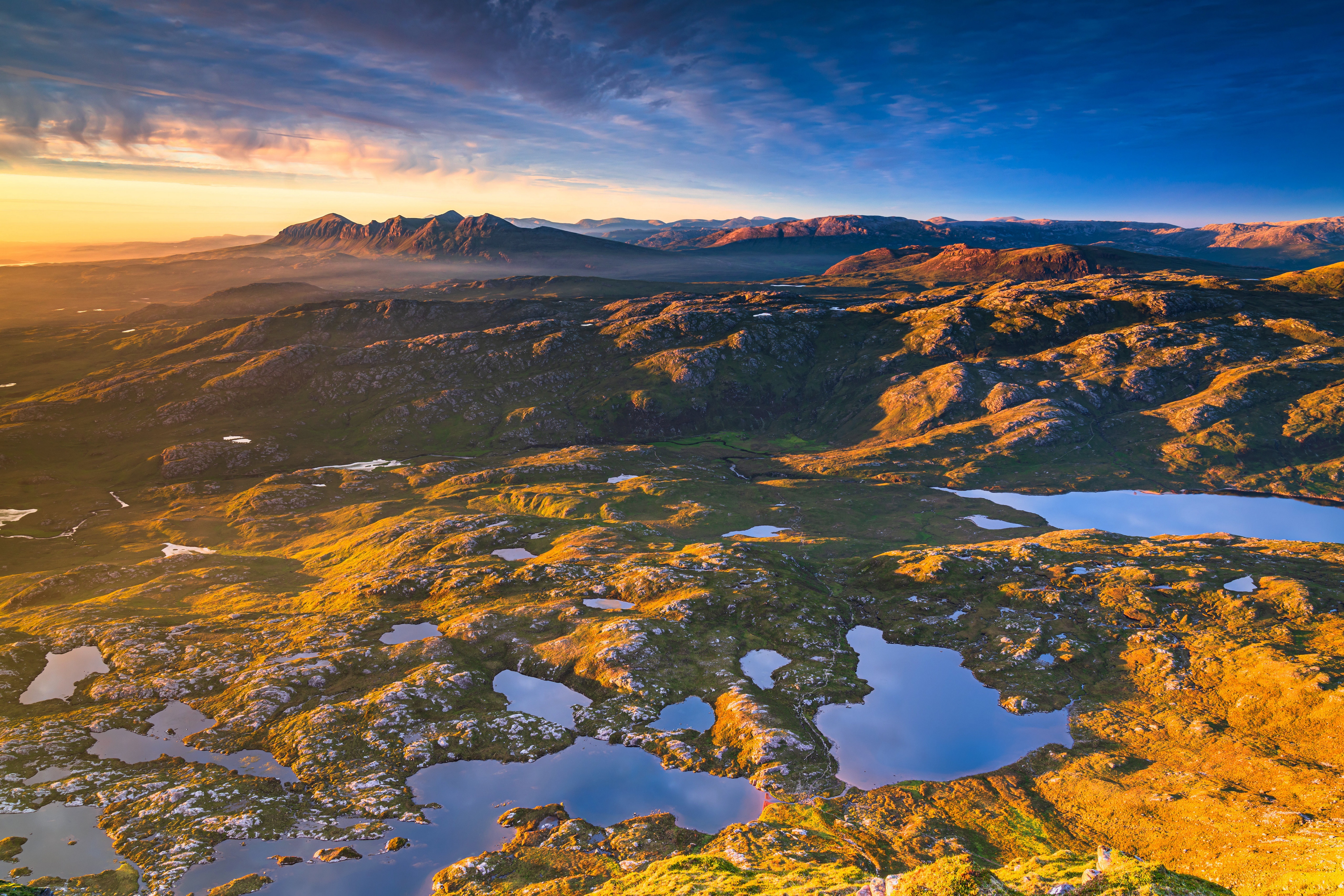 4K Sutherland Scotland Mountains from Above HD Wallpaper
