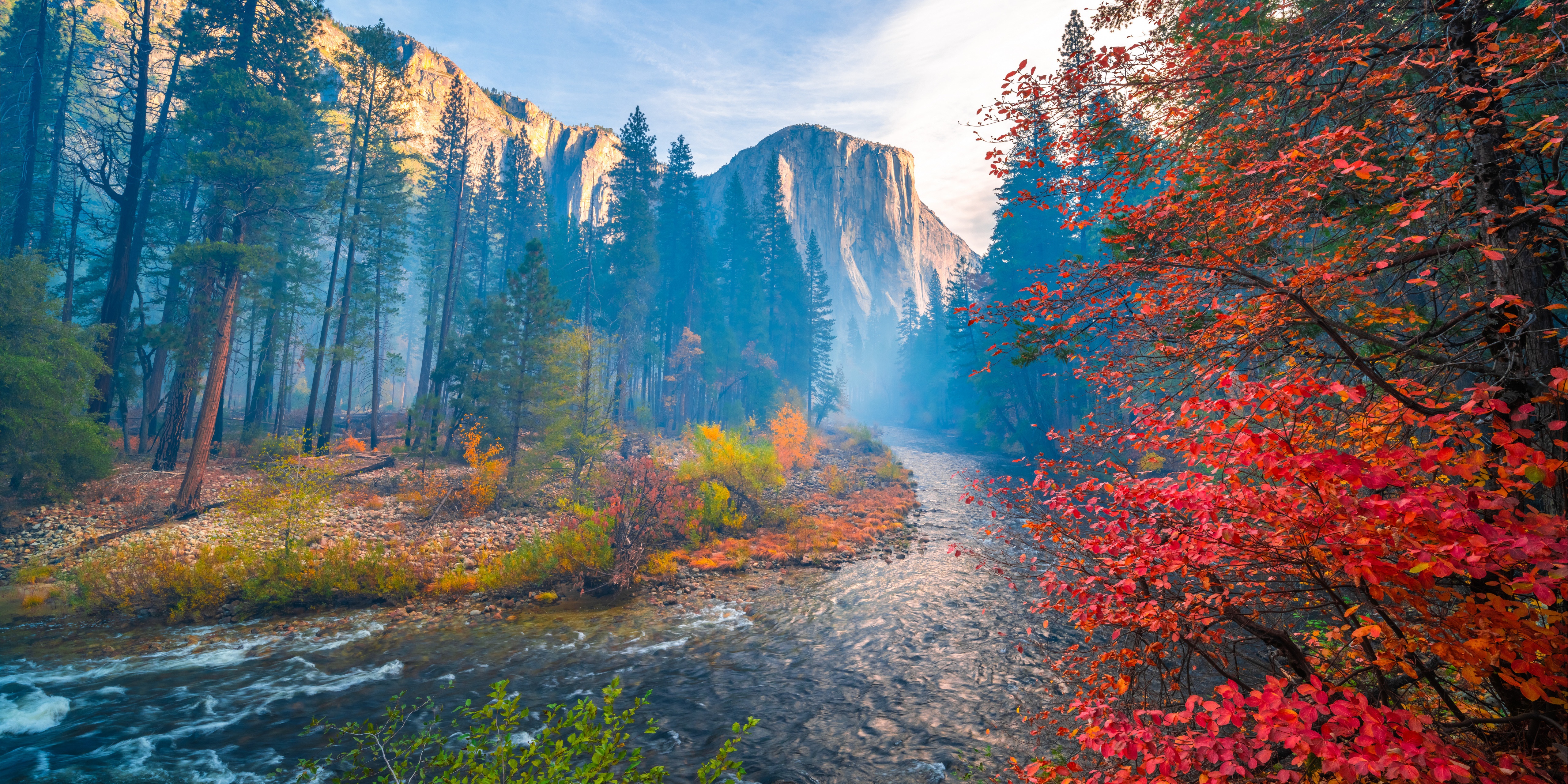 Autumn Merced River Yosemite National Park California HD Wallpaper