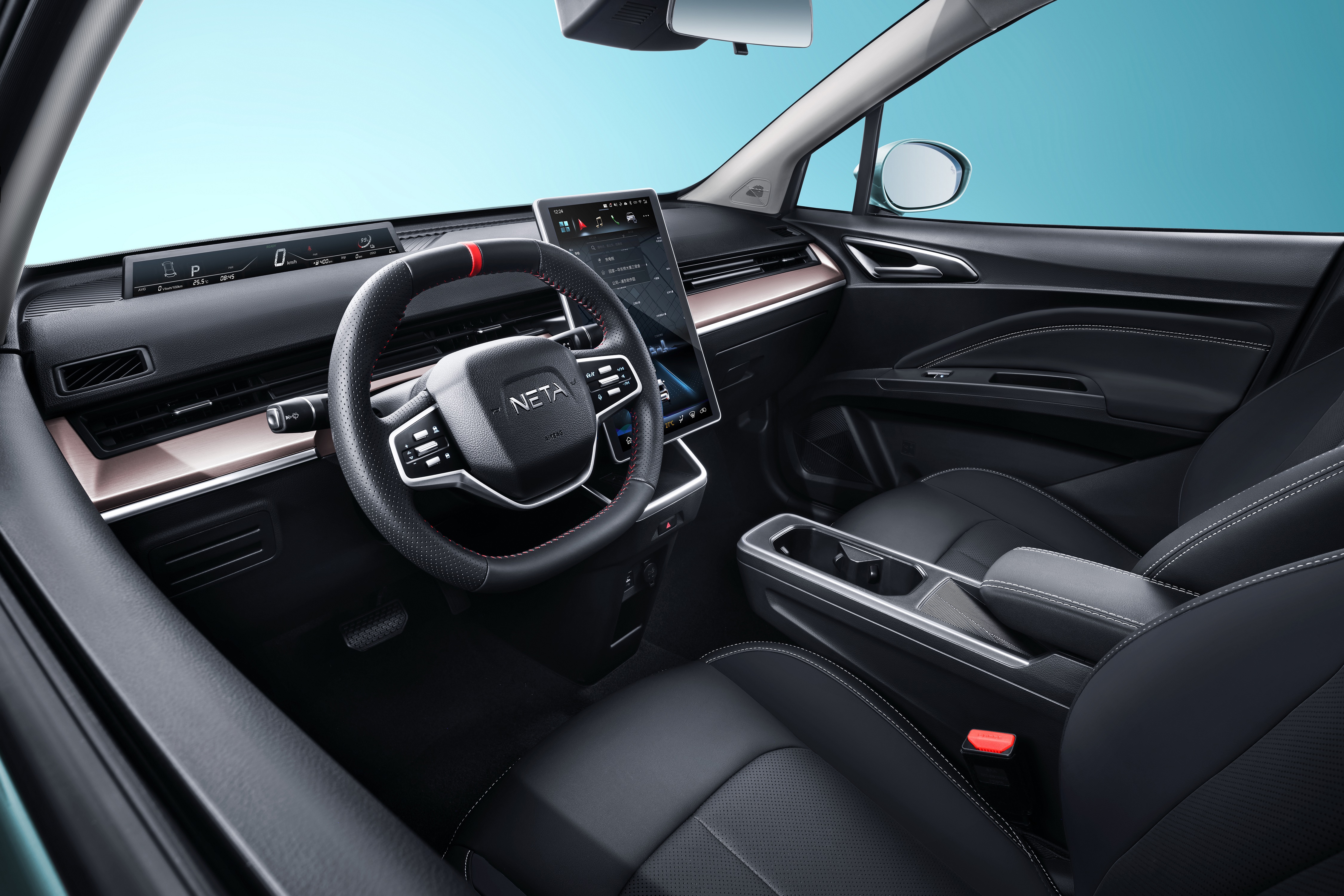 Interior of Hozon Neta V Pro 2021 electromobile HD Wallpaper
