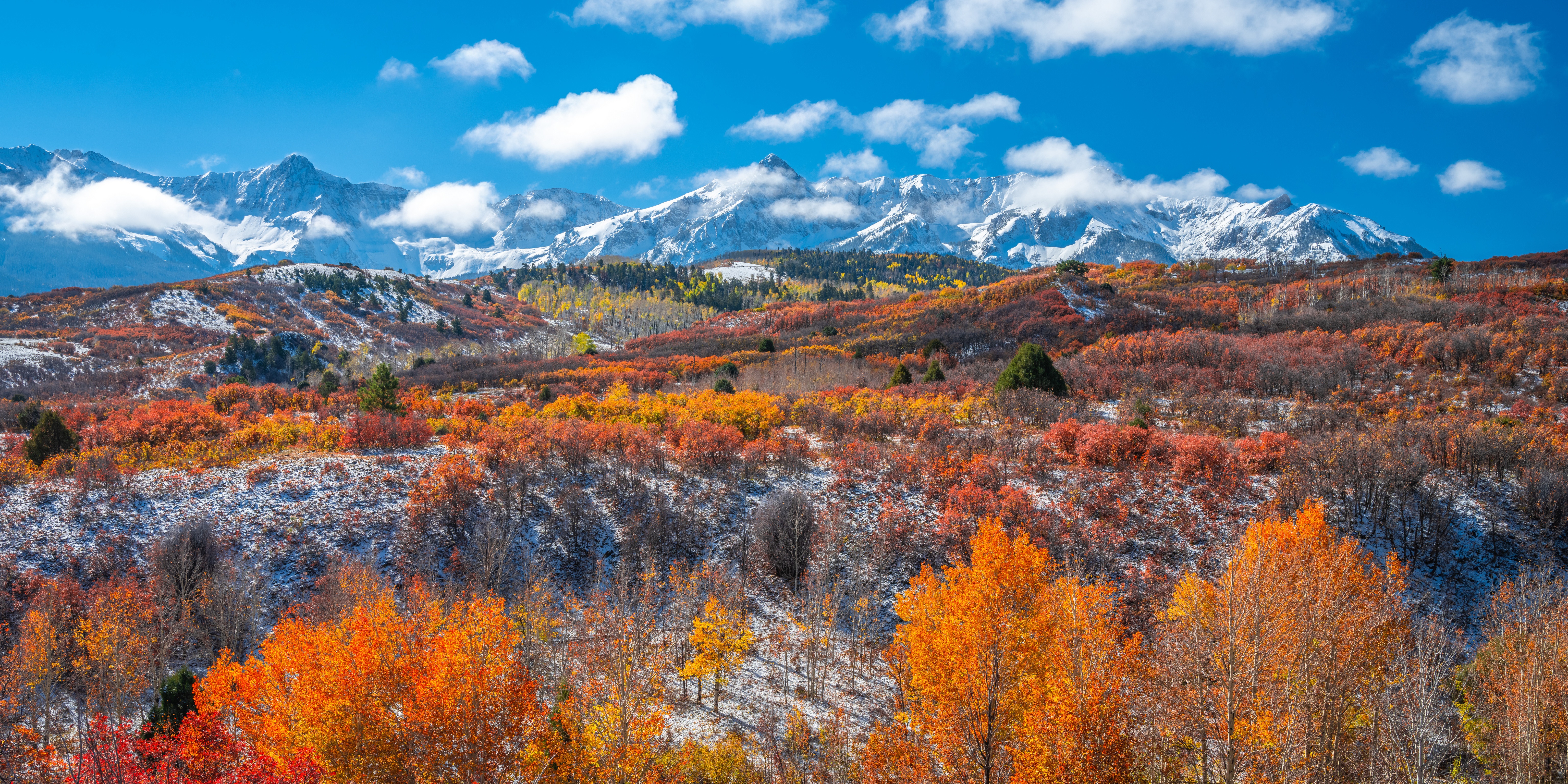 Dallas Divide Mountains Panorama in Autumn HD Wallpaper