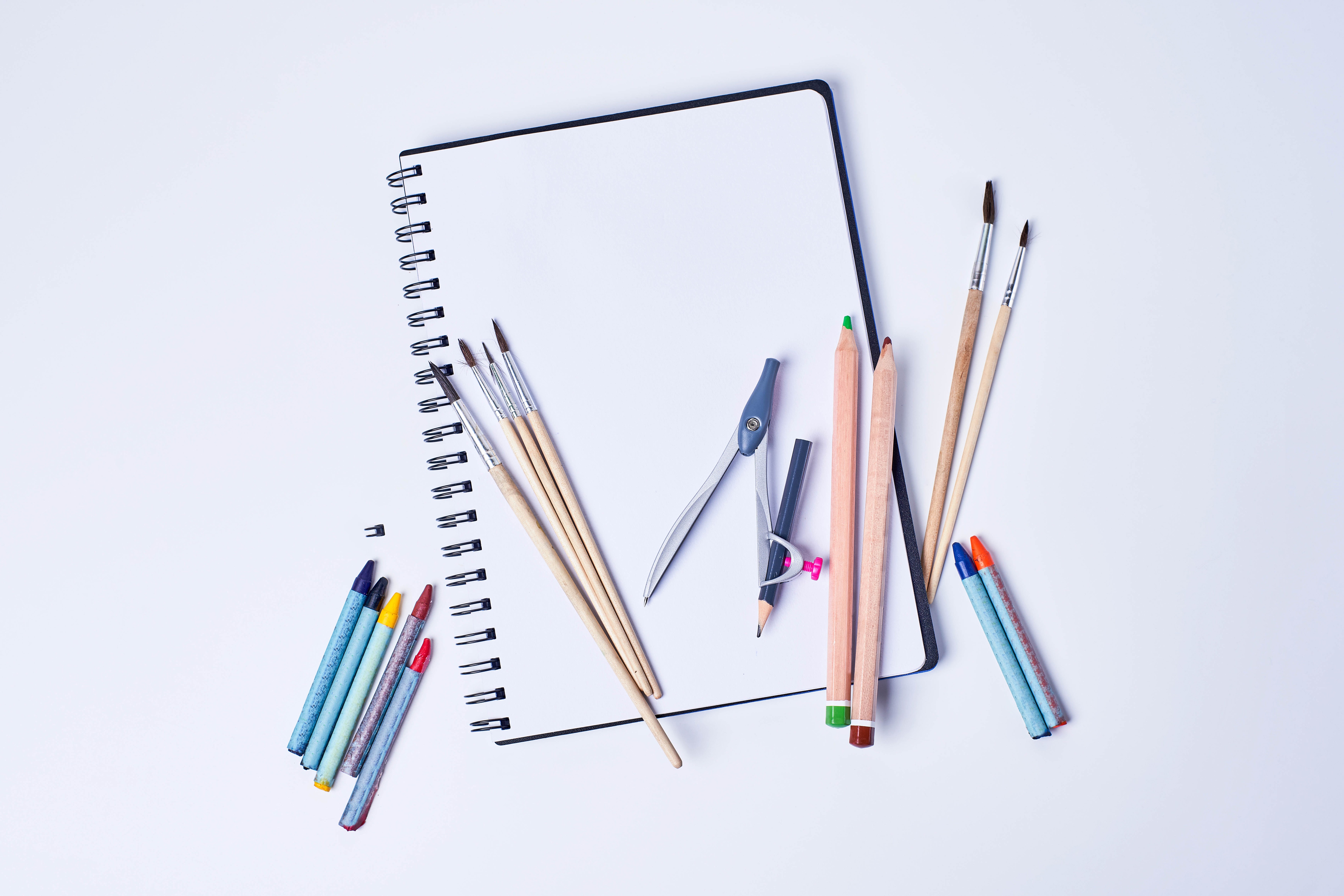 Art supplies on a gray background HD Wallpaper