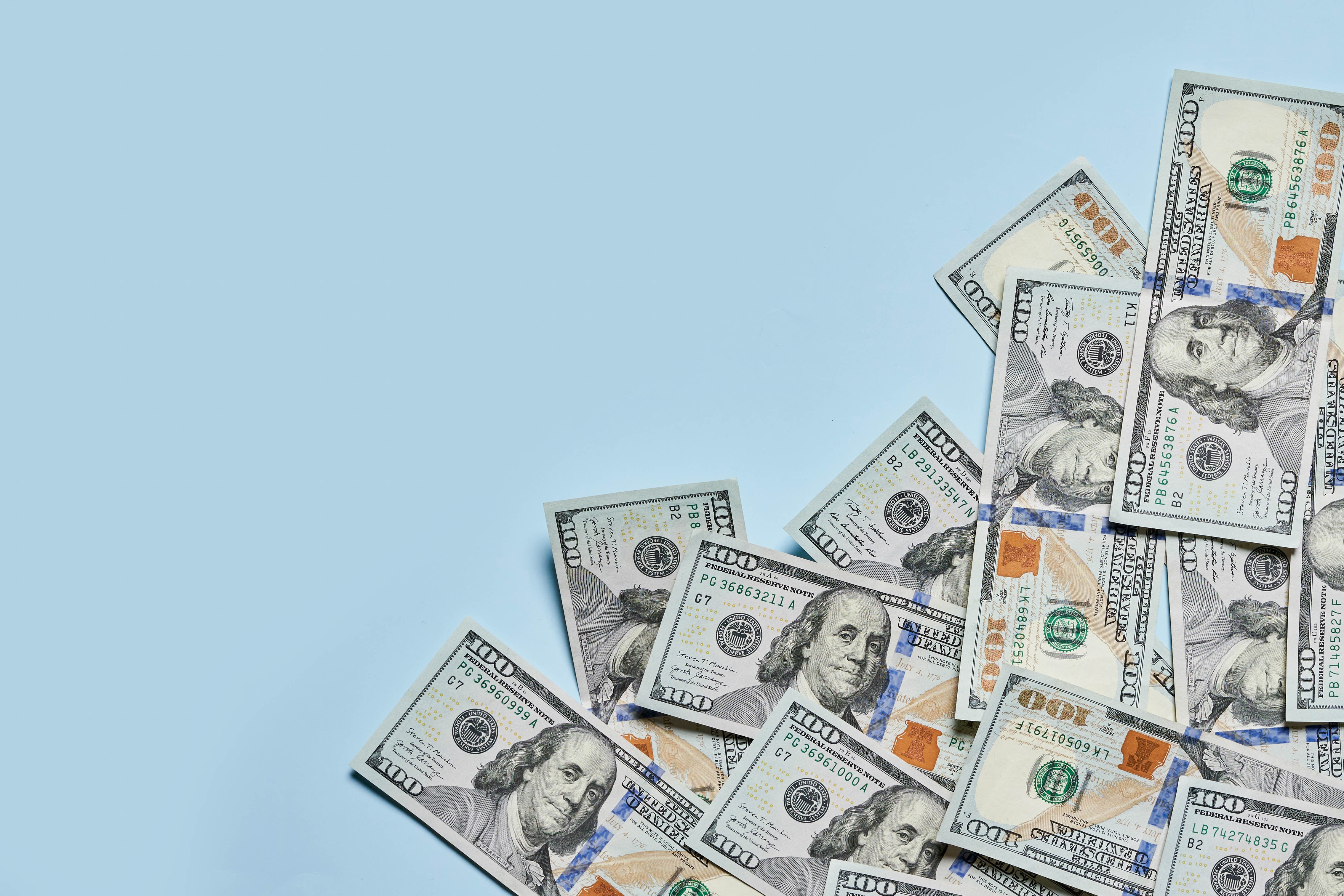 4K Money Banknotes Dollars on Colored Background HD Wallpaper